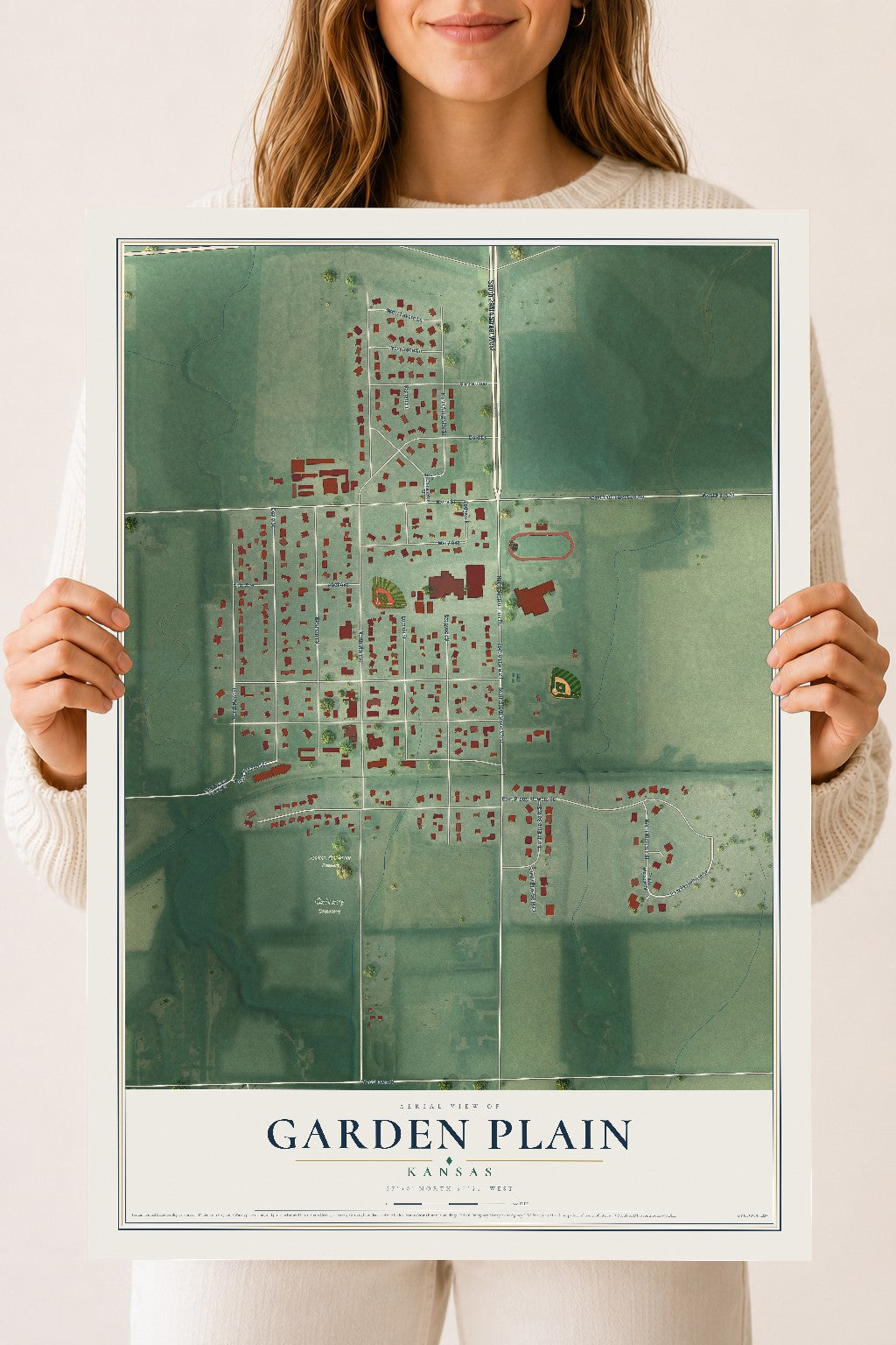 Map of Garden Plain, Kansas, 18 x 24 inch unframed archival matte print