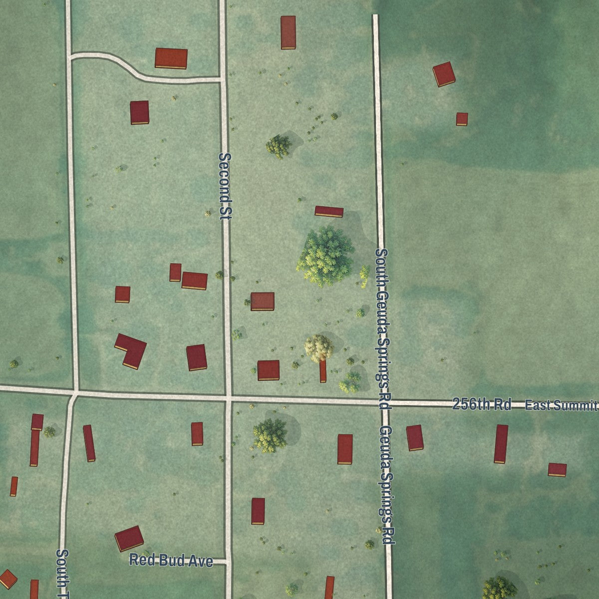 Second close-up of the map of Geuda Springs, Kansas print showing more streets and buildings