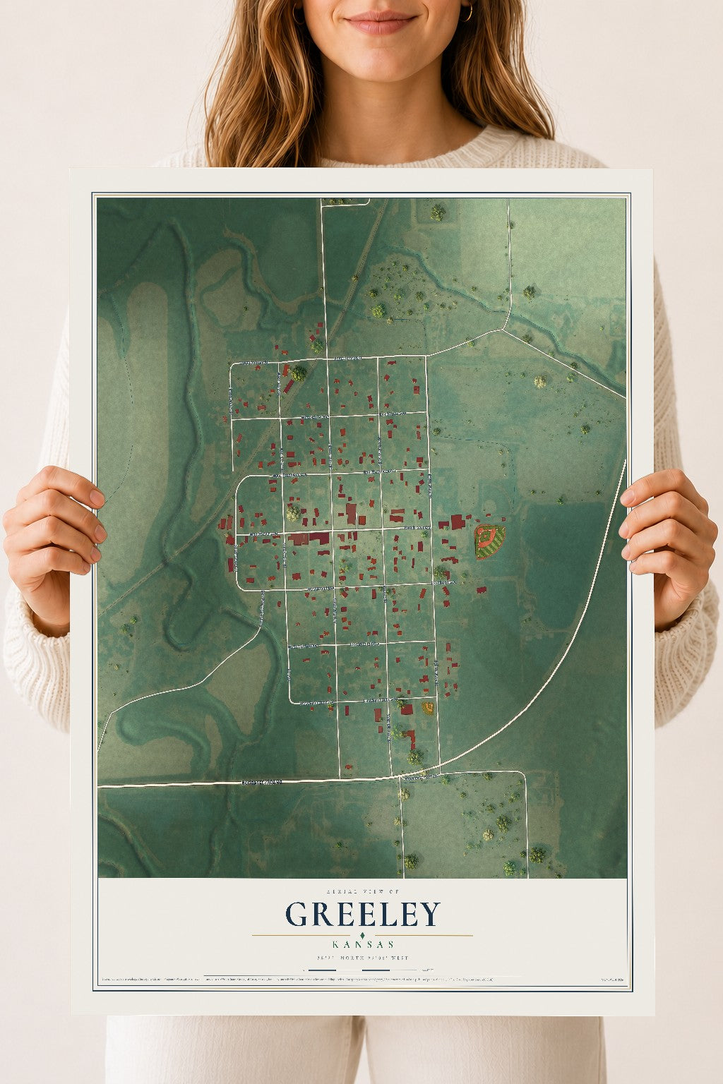 Map of Greeley, Kansas, 18 x 24 inch unframed archival matte print