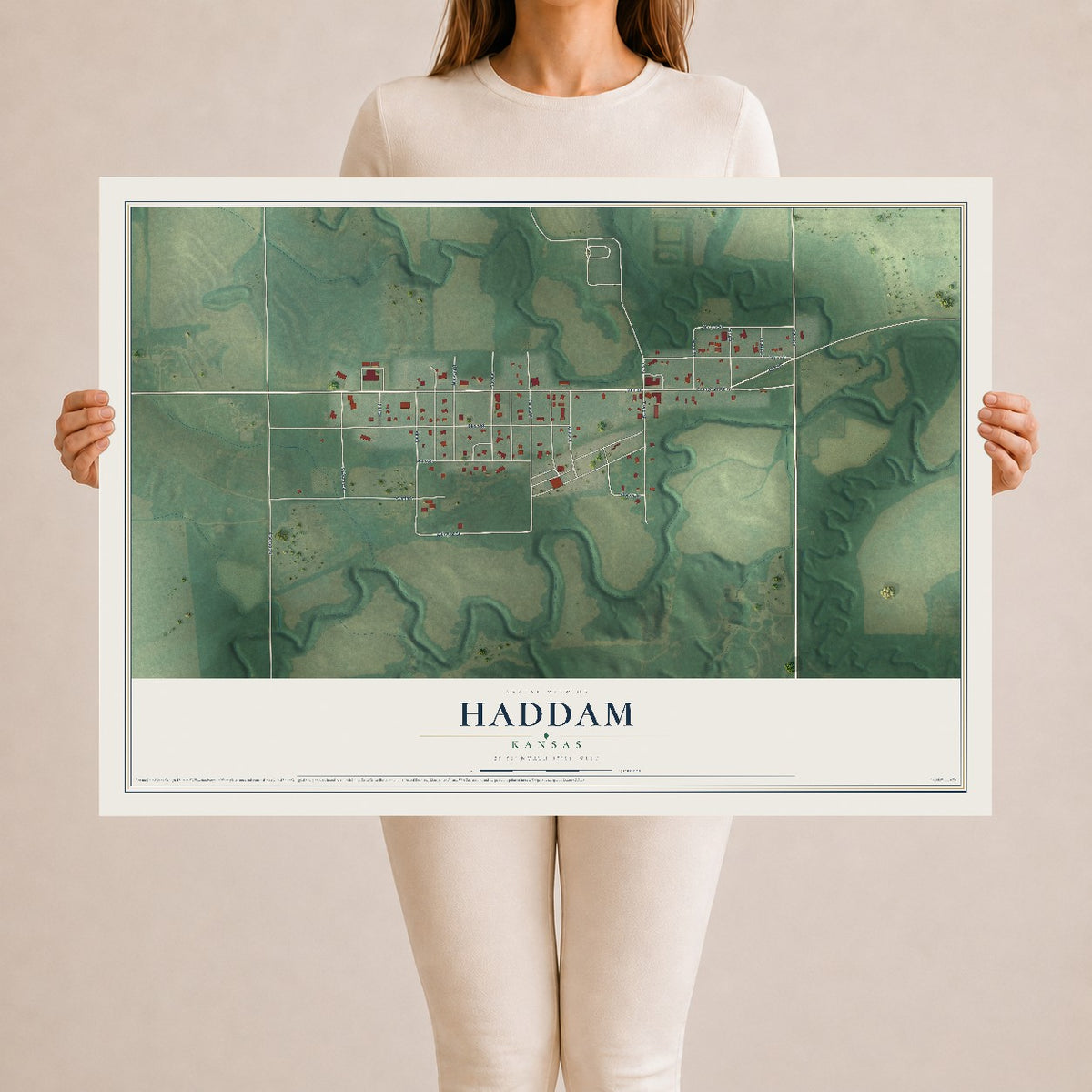 Map of Haddam, Kansas, 24 x 36 inch unframed archival matte print