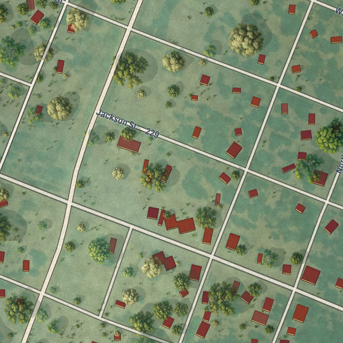 Close-up of the map of Hamilton, Kansas print showing street and building detail