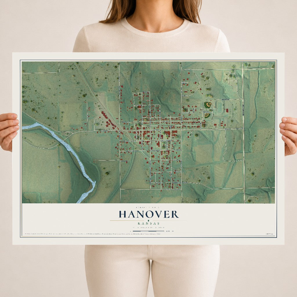 Map of Hanover, Kansas, 18 x 24 inch unframed archival matte print