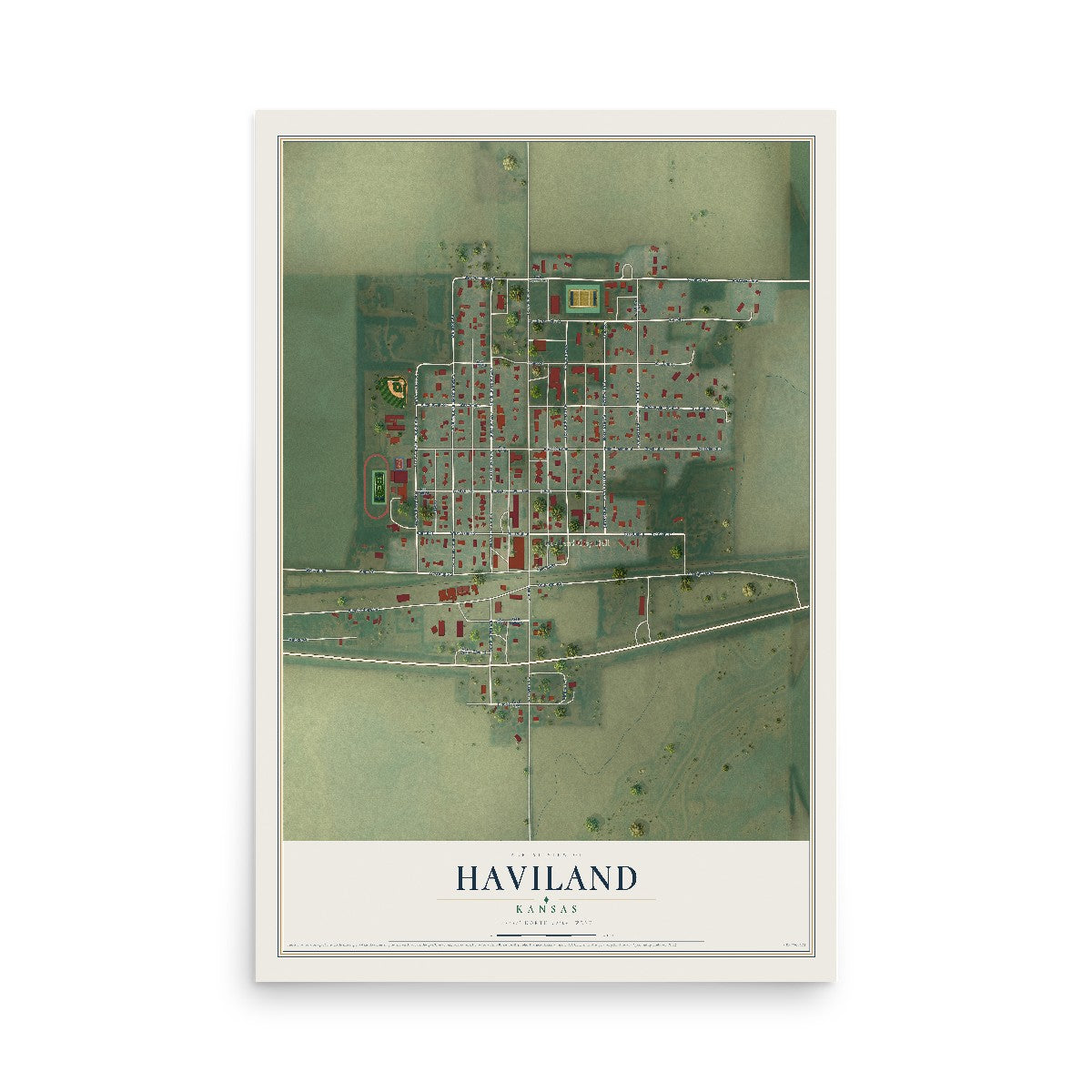 Map of Haviland, Kansas, 12 x 18 inch unframed archival matte print