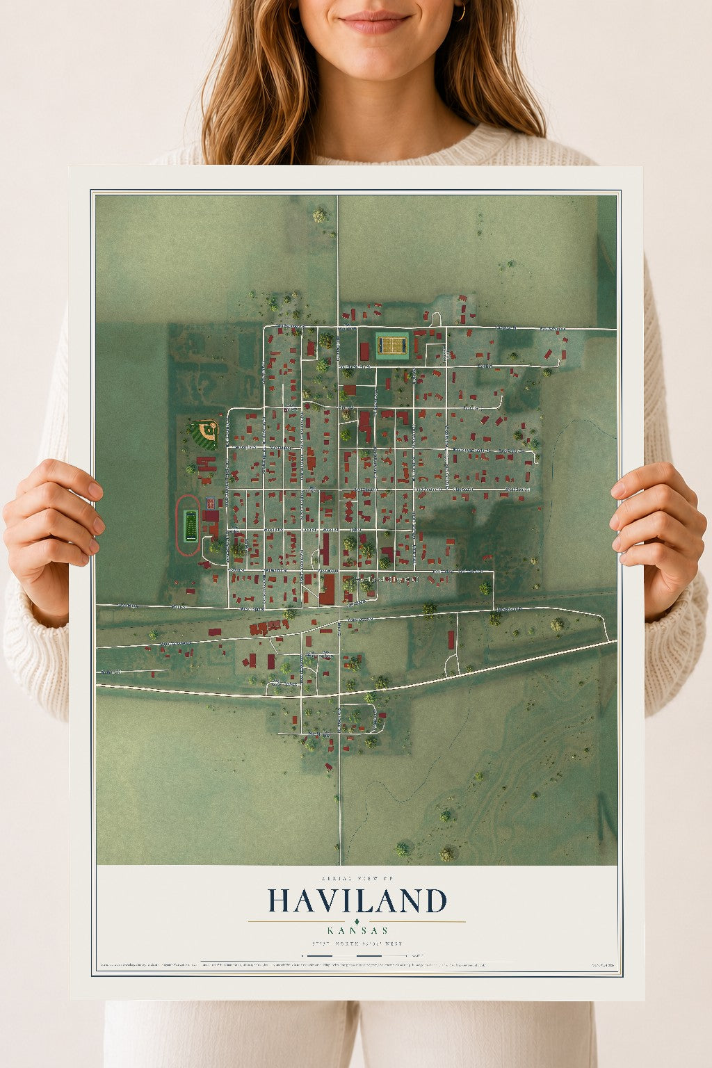 Map of Haviland, Kansas, 18 x 24 inch unframed archival matte print