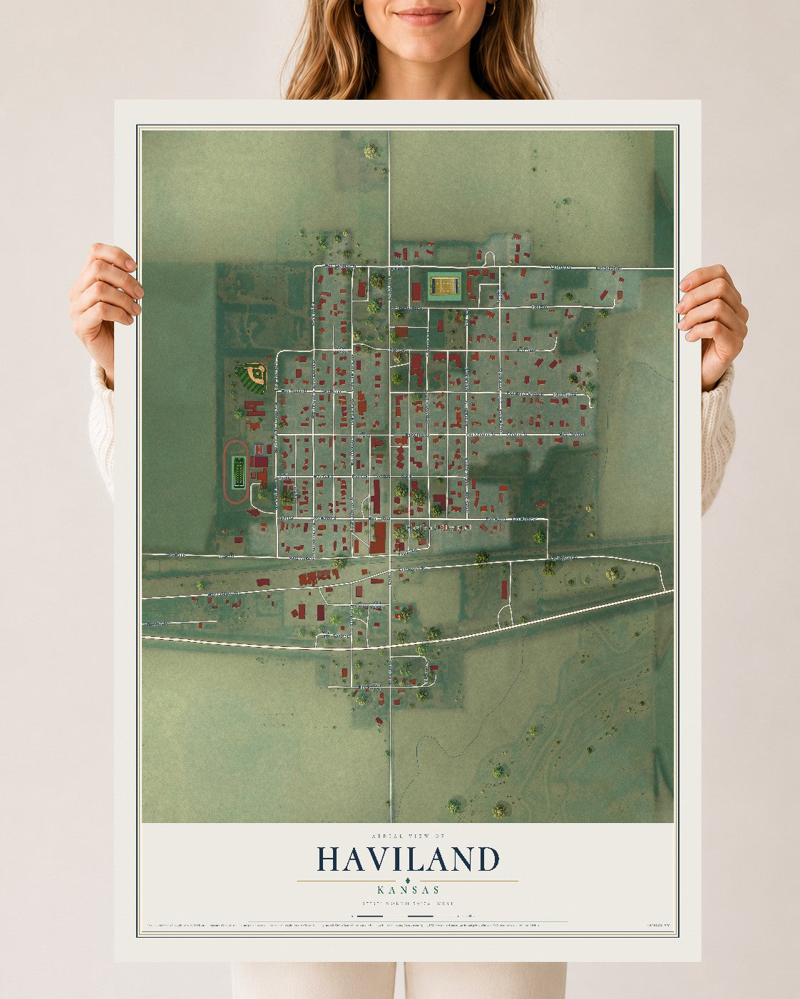 Map of Haviland, Kansas, 24 x 36 inch unframed archival matte print