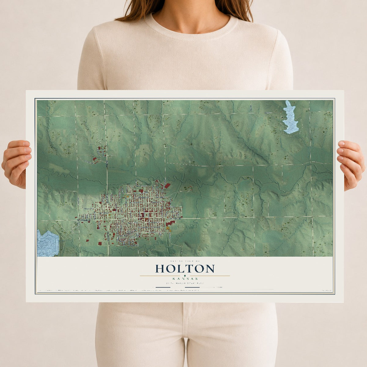 Map of Holton, Kansas, 12 x 18 inch unframed archival matte print