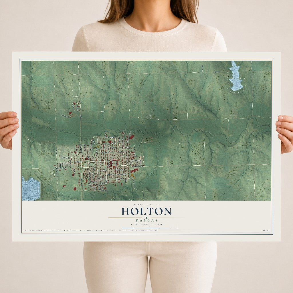 Map of Holton, Kansas, 18 x 24 inch unframed archival matte print