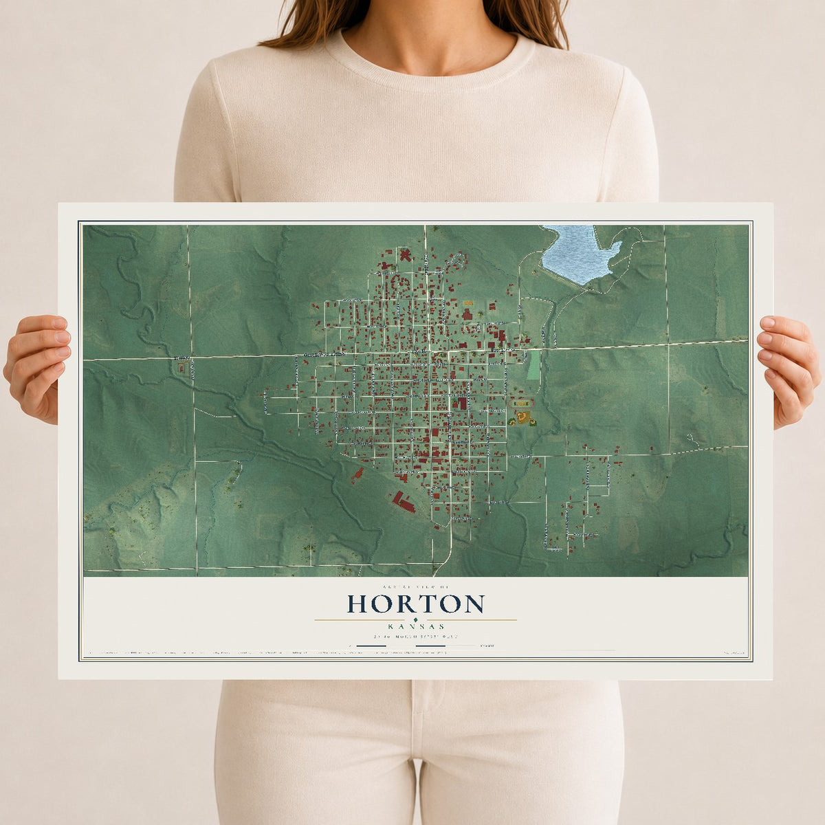 Map of Horton, Kansas, 12 x 18 inch unframed archival matte print