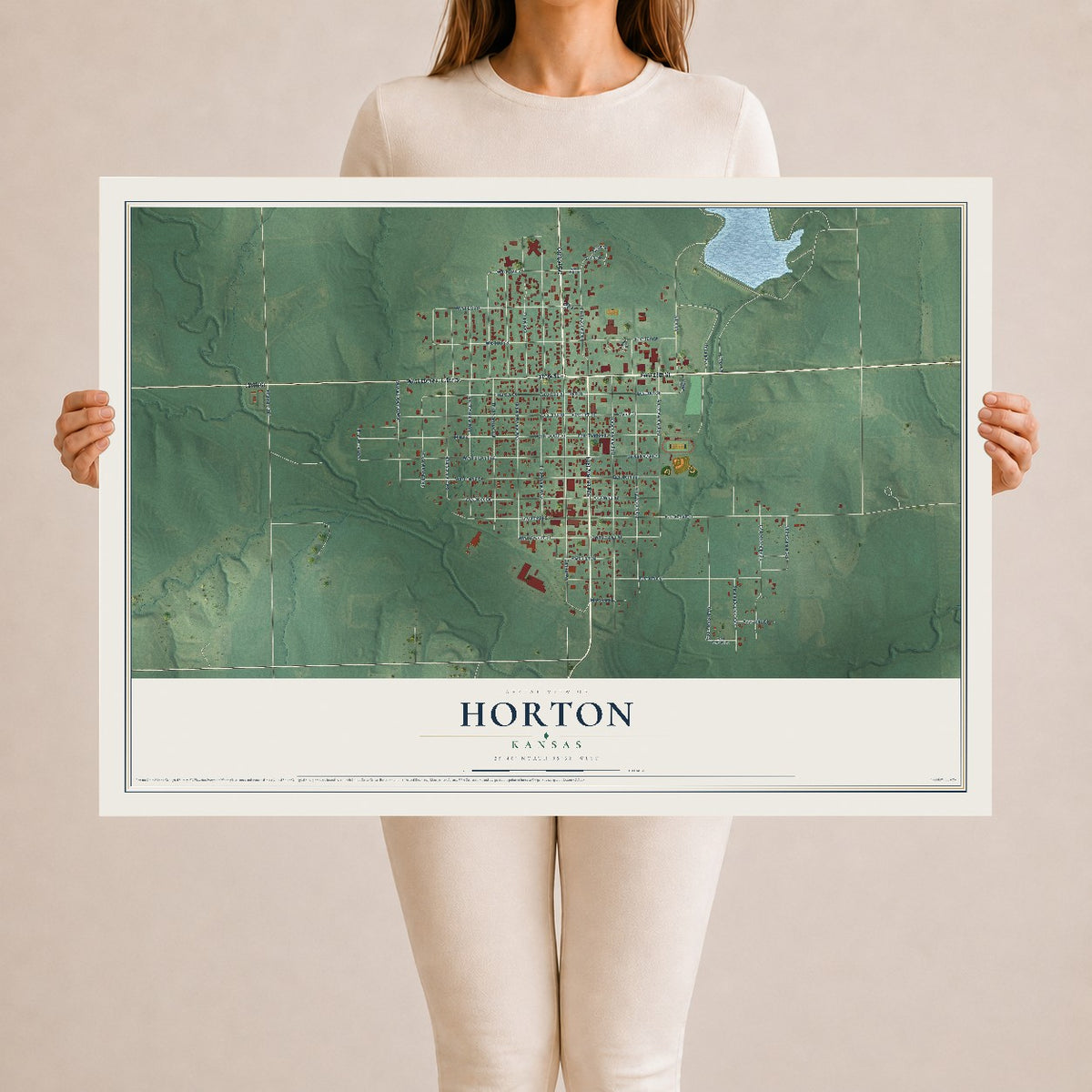 Map of Horton, Kansas, 24 x 36 inch unframed archival matte print
