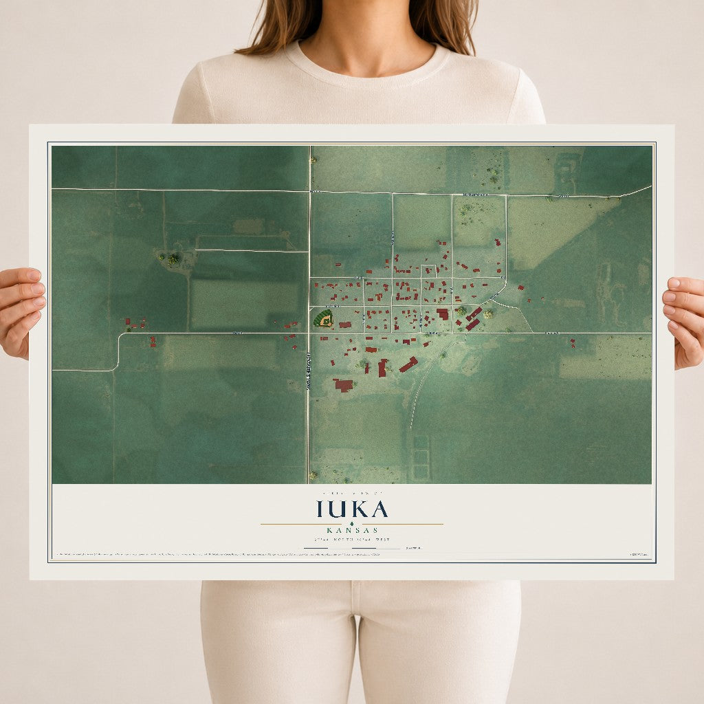Map of Iuka, Kansas, 18 x 24 inch unframed archival matte print