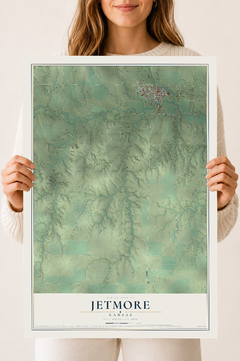 Map of Jetmore, Kansas, 18 x 24 inch unframed archival matte print