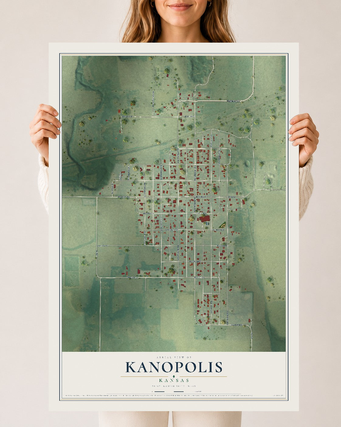 Map of Kanopolis, Kansas, 24 x 36 inch unframed archival matte print