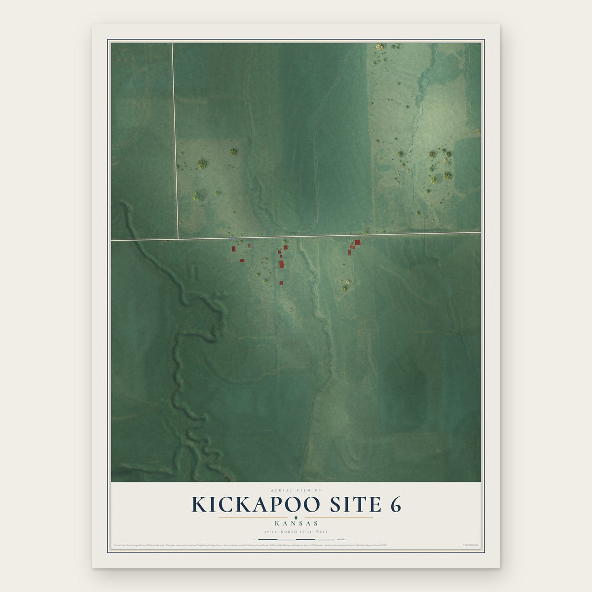 Kickapoo Site 6, Kansas map print, the full design