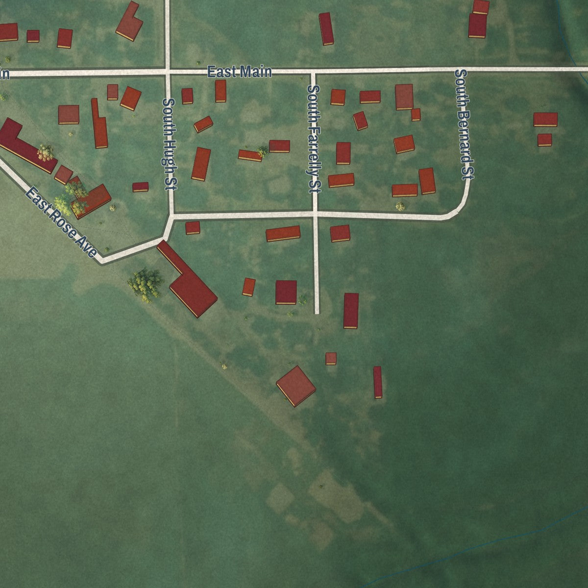 Close-up of the map of Kipp, Kansas print showing street and building detail