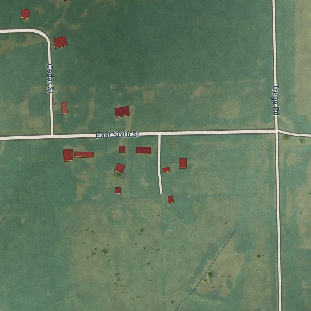 Second close-up of the map of Labette, Kansas print showing more streets and buildings