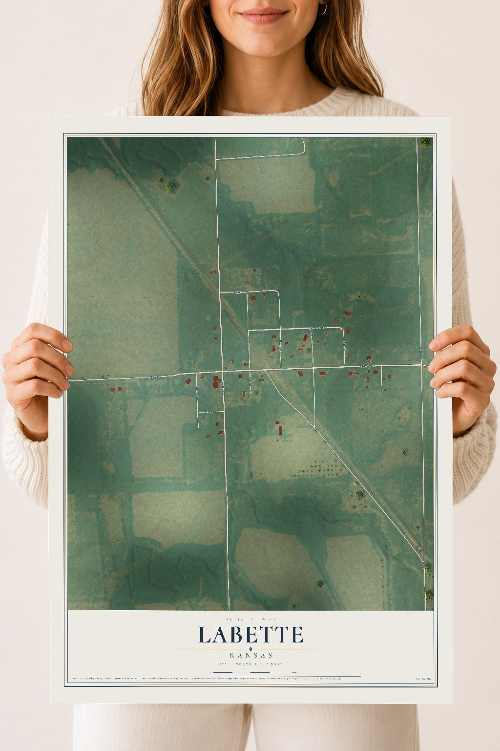 Map of Labette, Kansas, 18 x 24 inch unframed archival matte print