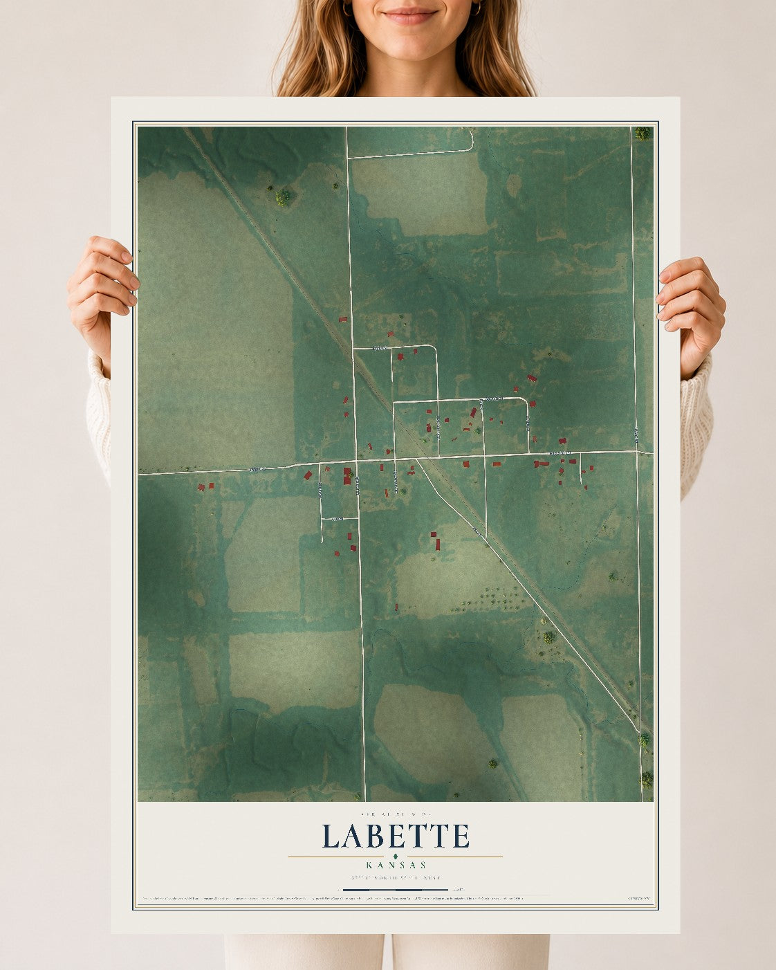 Map of Labette, Kansas, 24 x 36 inch unframed archival matte print