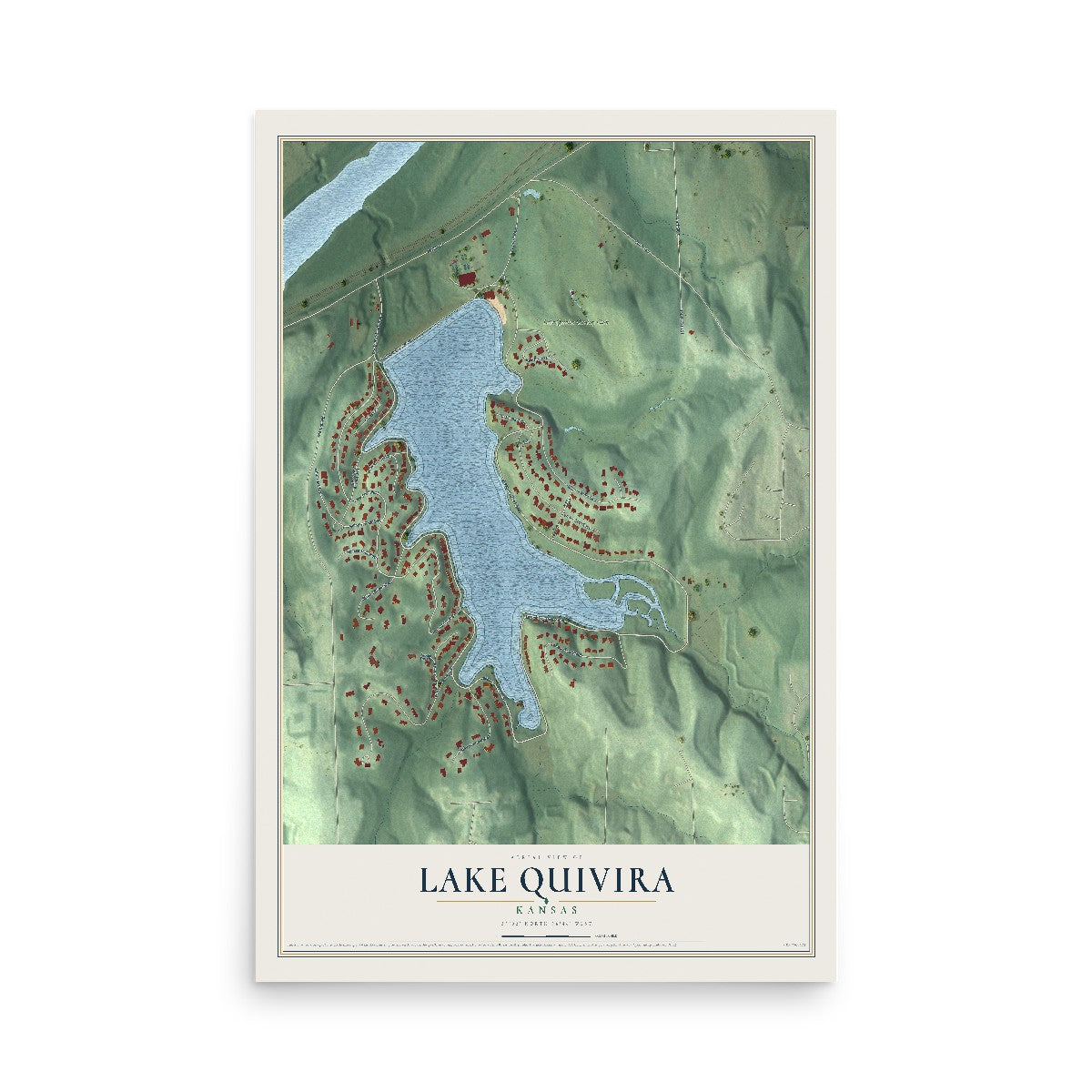 Map of Lake Quivira, Kansas, 12 x 18 inch unframed archival matte print