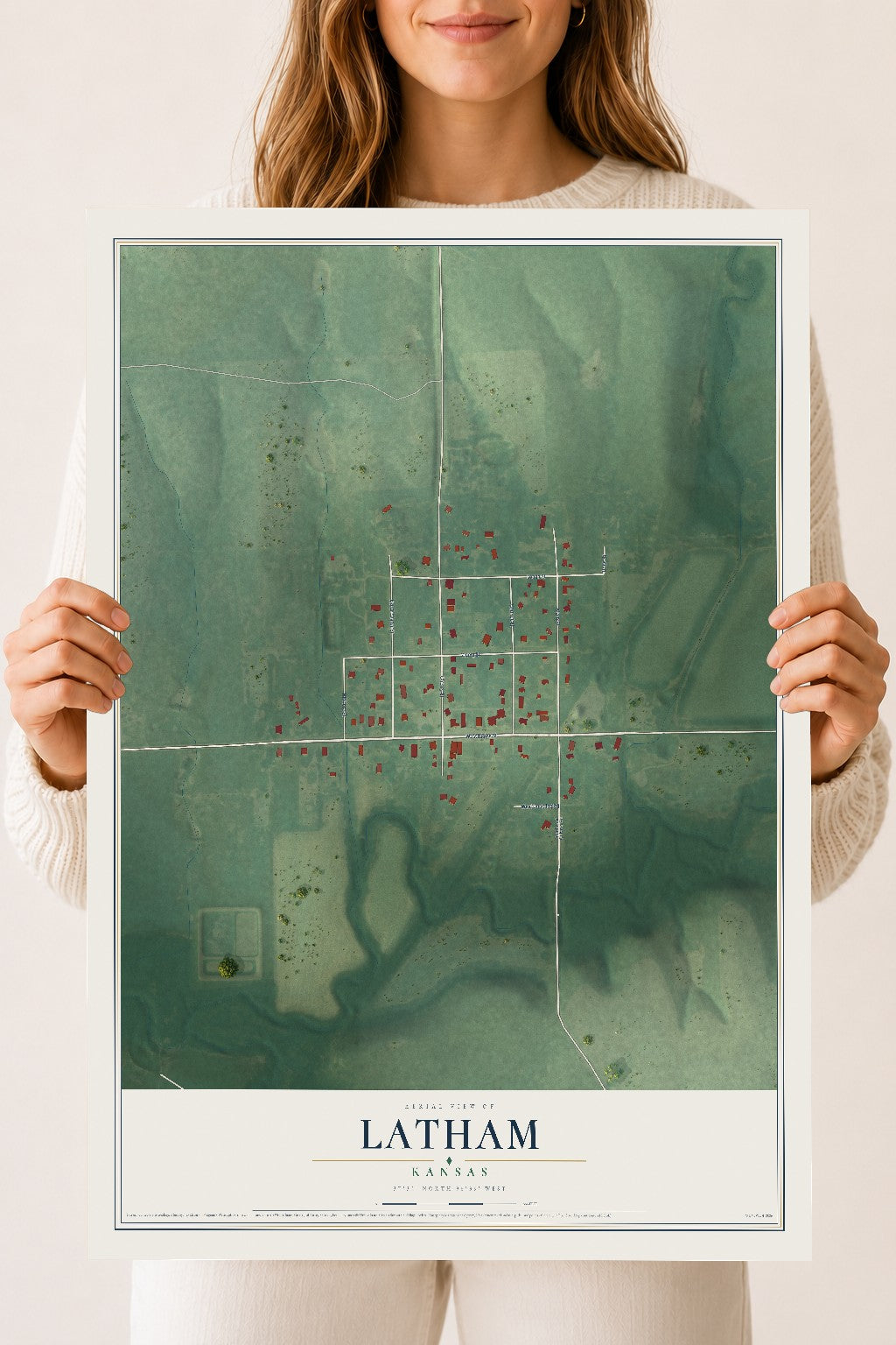Map of Latham, Kansas, 18 x 24 inch unframed archival matte print