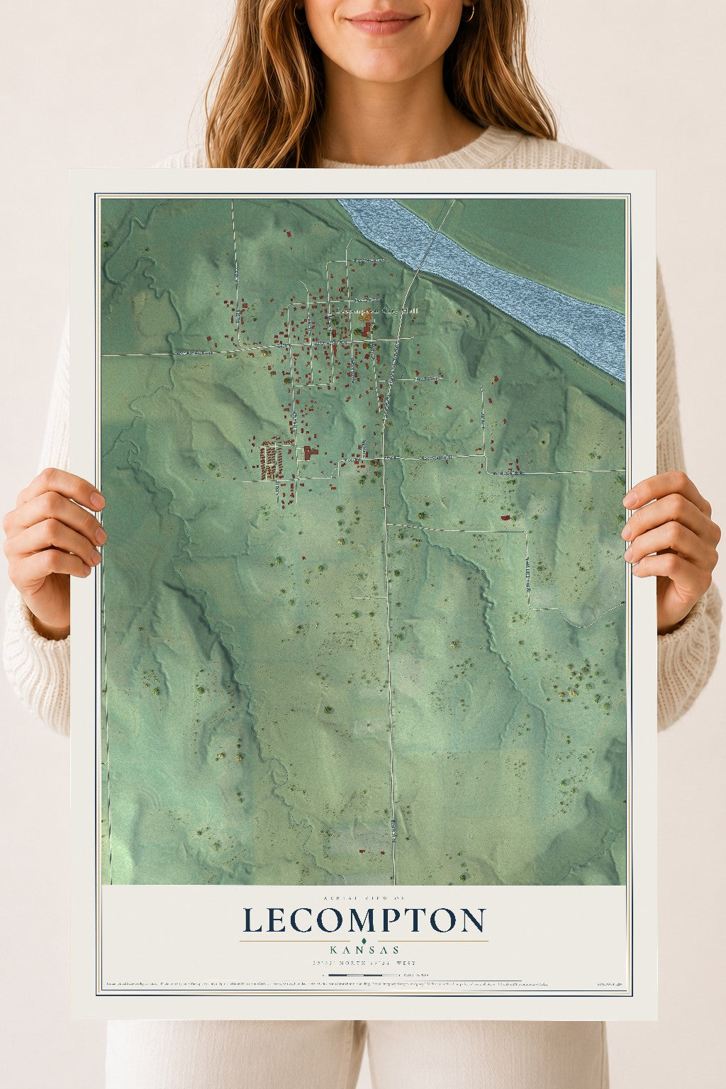 Map of Lecompton, Kansas, 18 x 24 inch unframed archival matte print