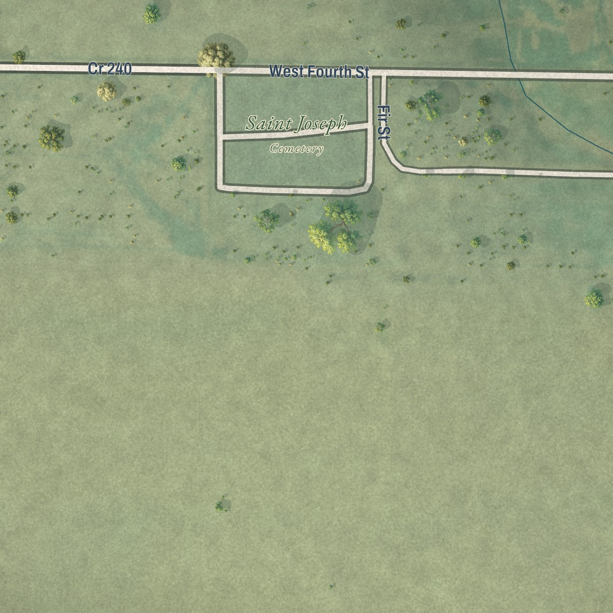 Second close-up of the map of Liebenthal, Kansas print showing more streets and buildings