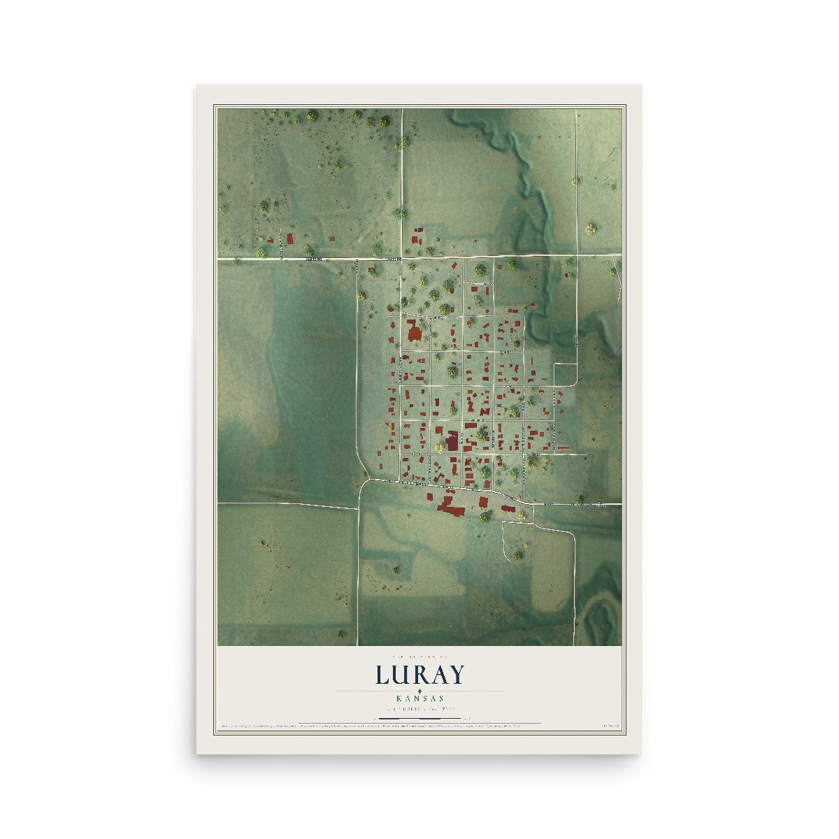 Map of Luray, Kansas, 12 x 18 inch unframed archival matte print