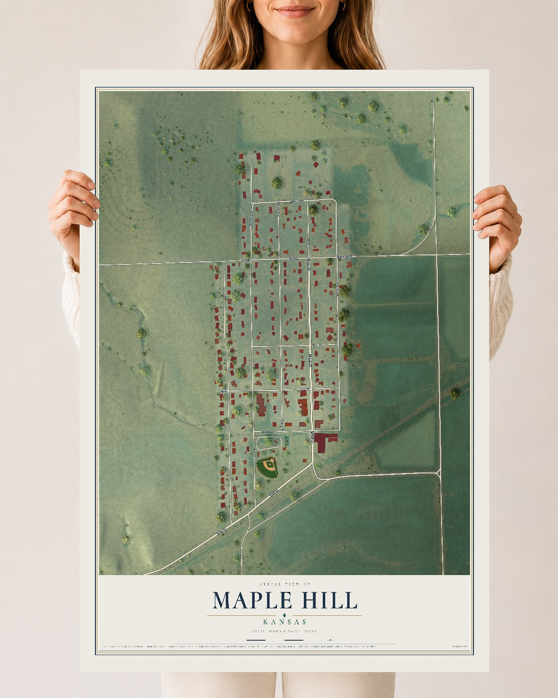 Map of Maple Hill, Kansas, 24 x 36 inch unframed archival matte print