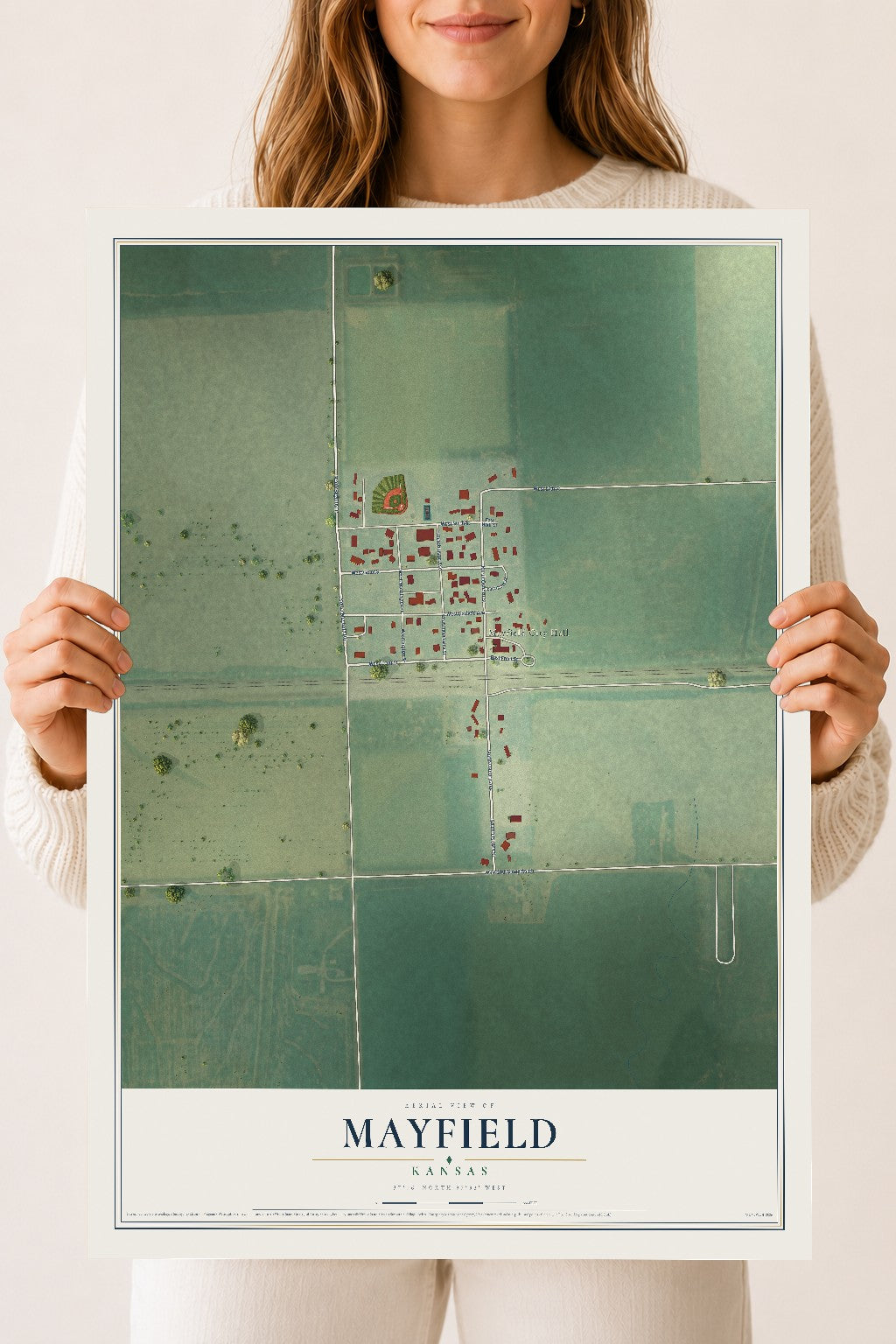 Map of Mayfield, Kansas, 18 x 24 inch unframed archival matte print