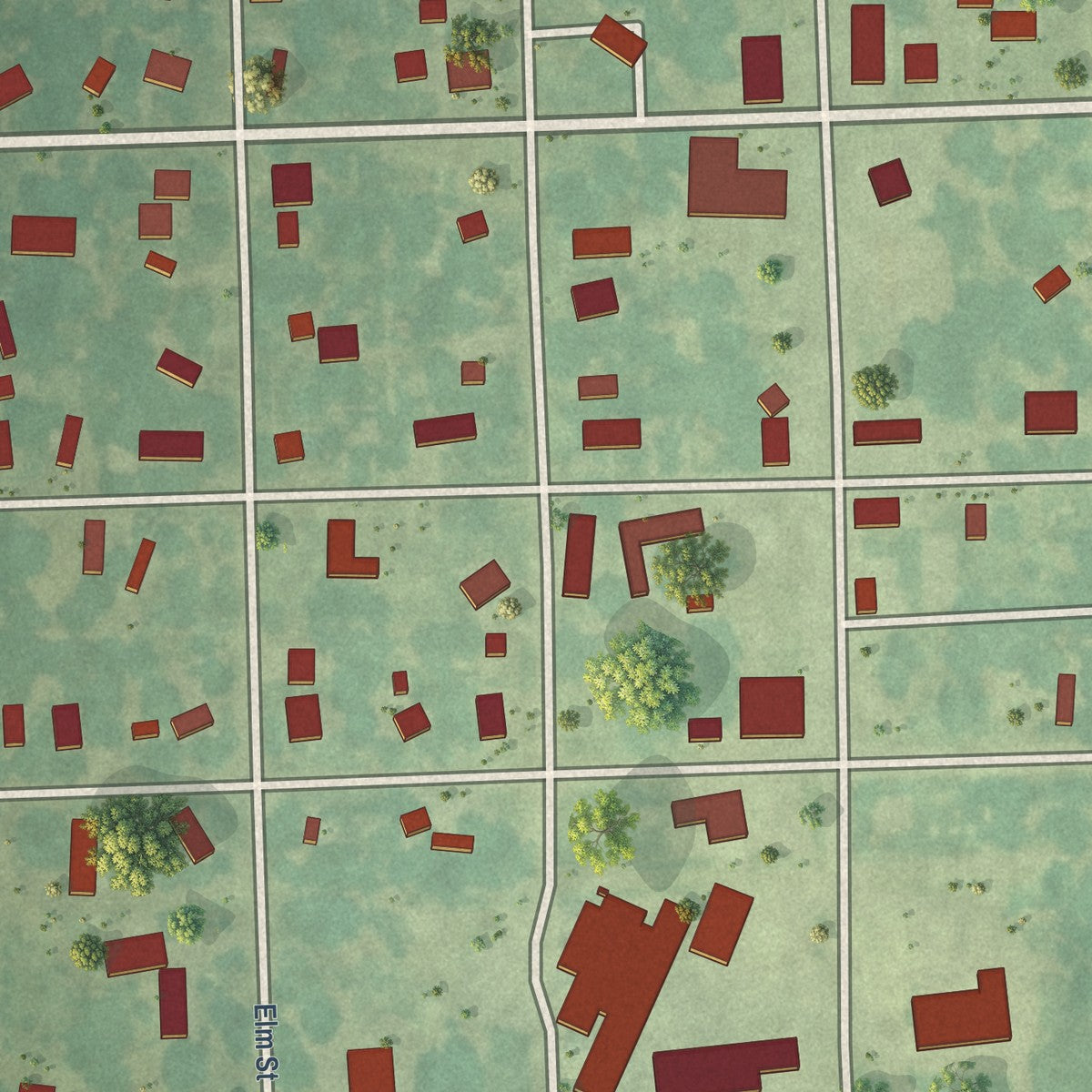 Close-up of the map of McCune, Kansas print showing street and building detail