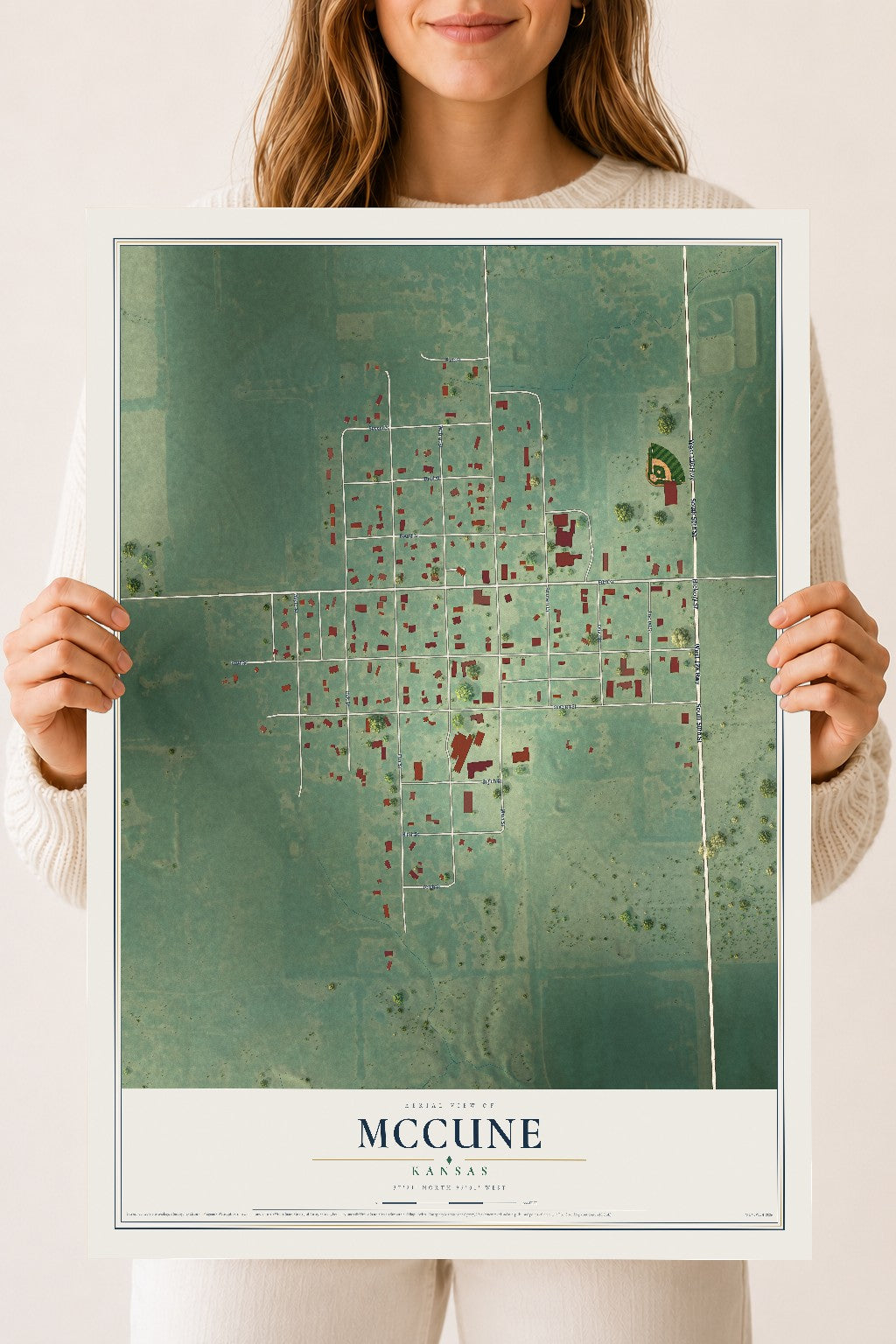 Map of McCune, Kansas, 18 x 24 inch unframed archival matte print