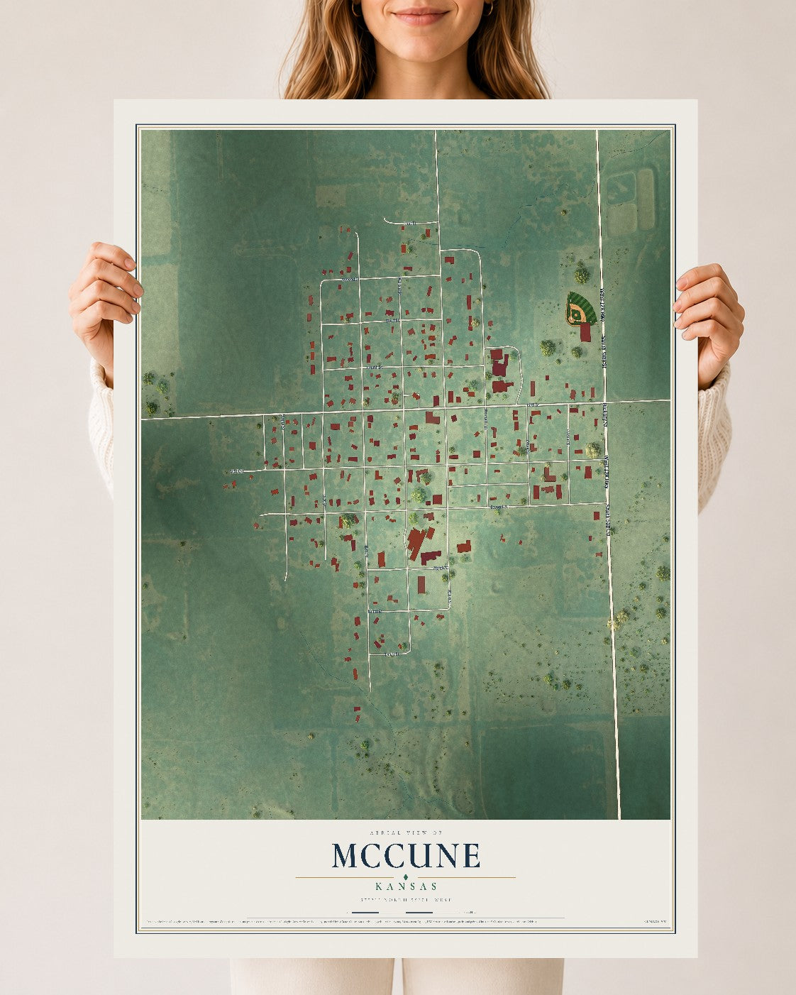 Map of McCune, Kansas, 24 x 36 inch unframed archival matte print