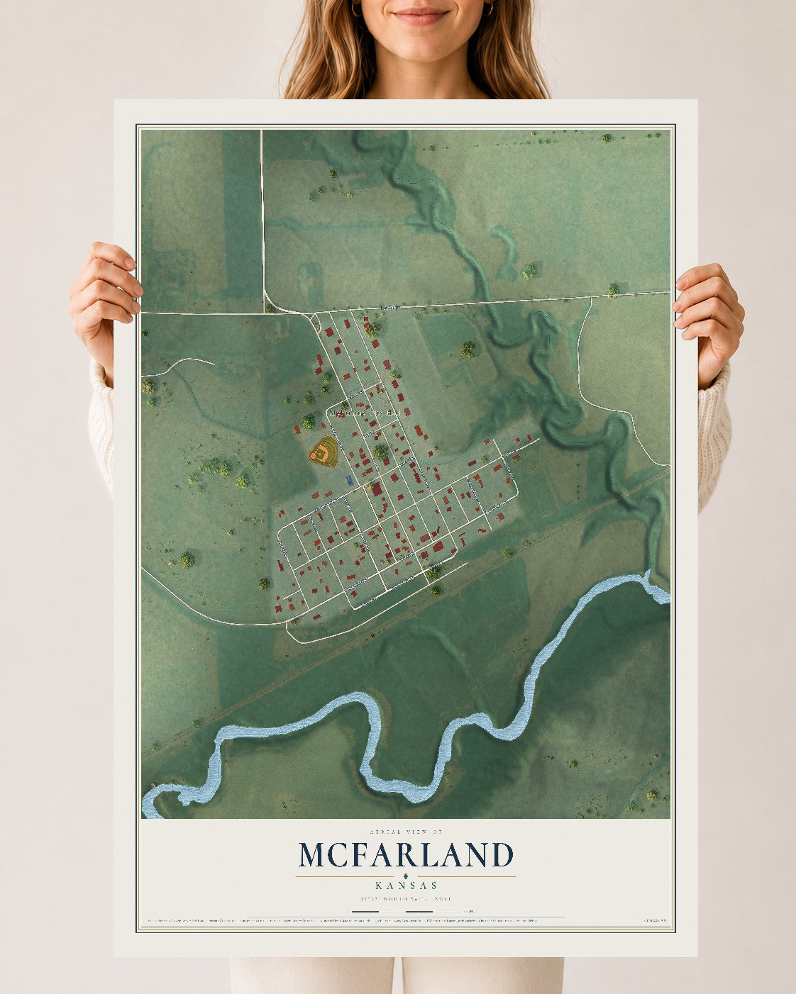 Map of McFarland, Kansas, 24 x 36 inch unframed archival matte print