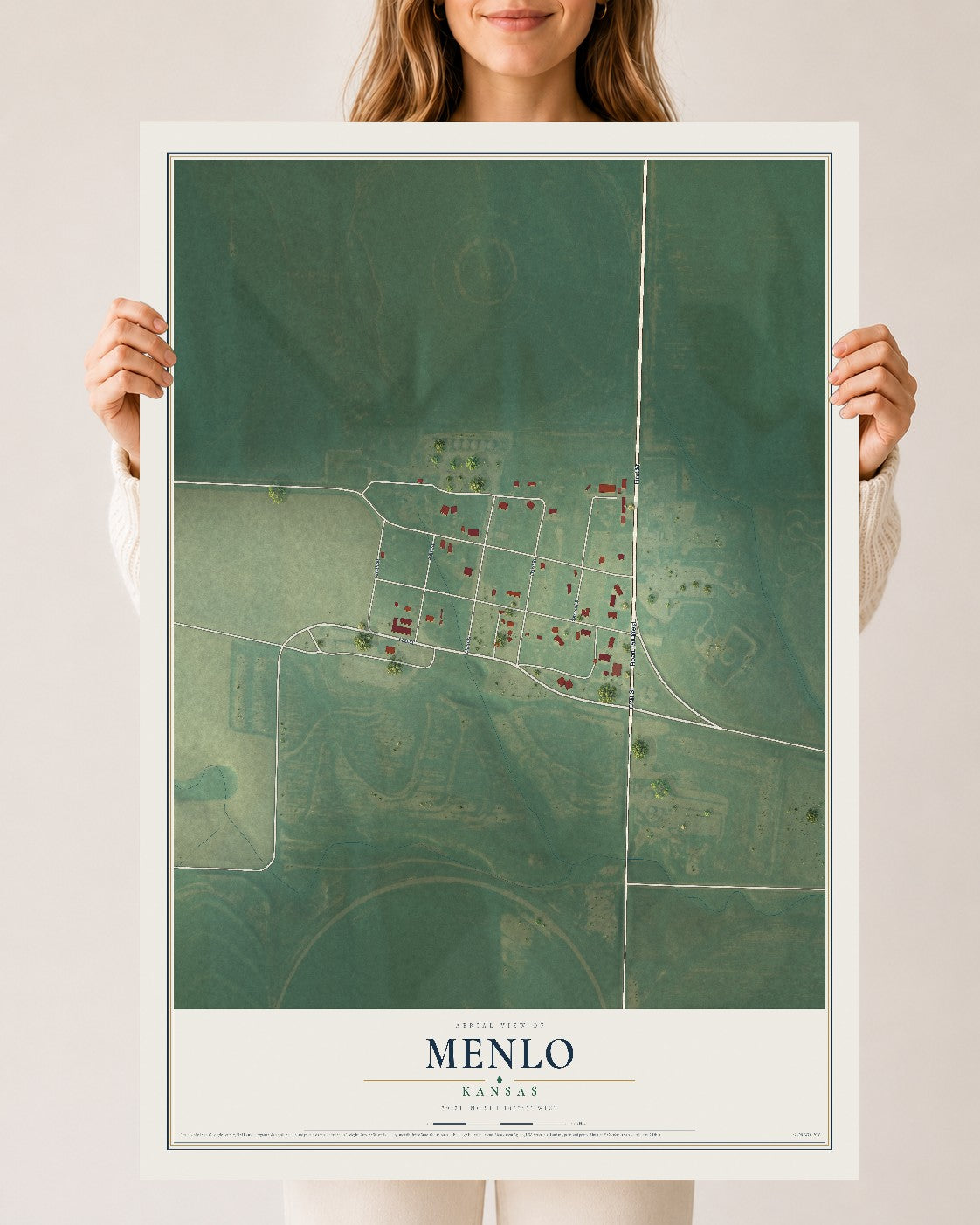 Map of Menlo, Kansas, 24 x 36 inch unframed archival matte print