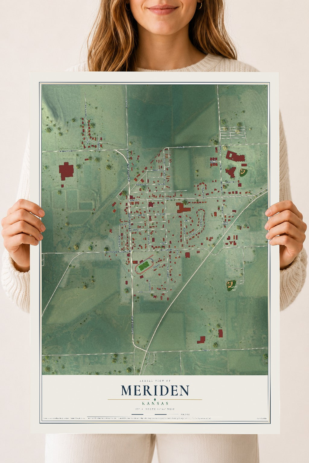 Map of Meriden, Kansas, 18 x 24 inch unframed archival matte print