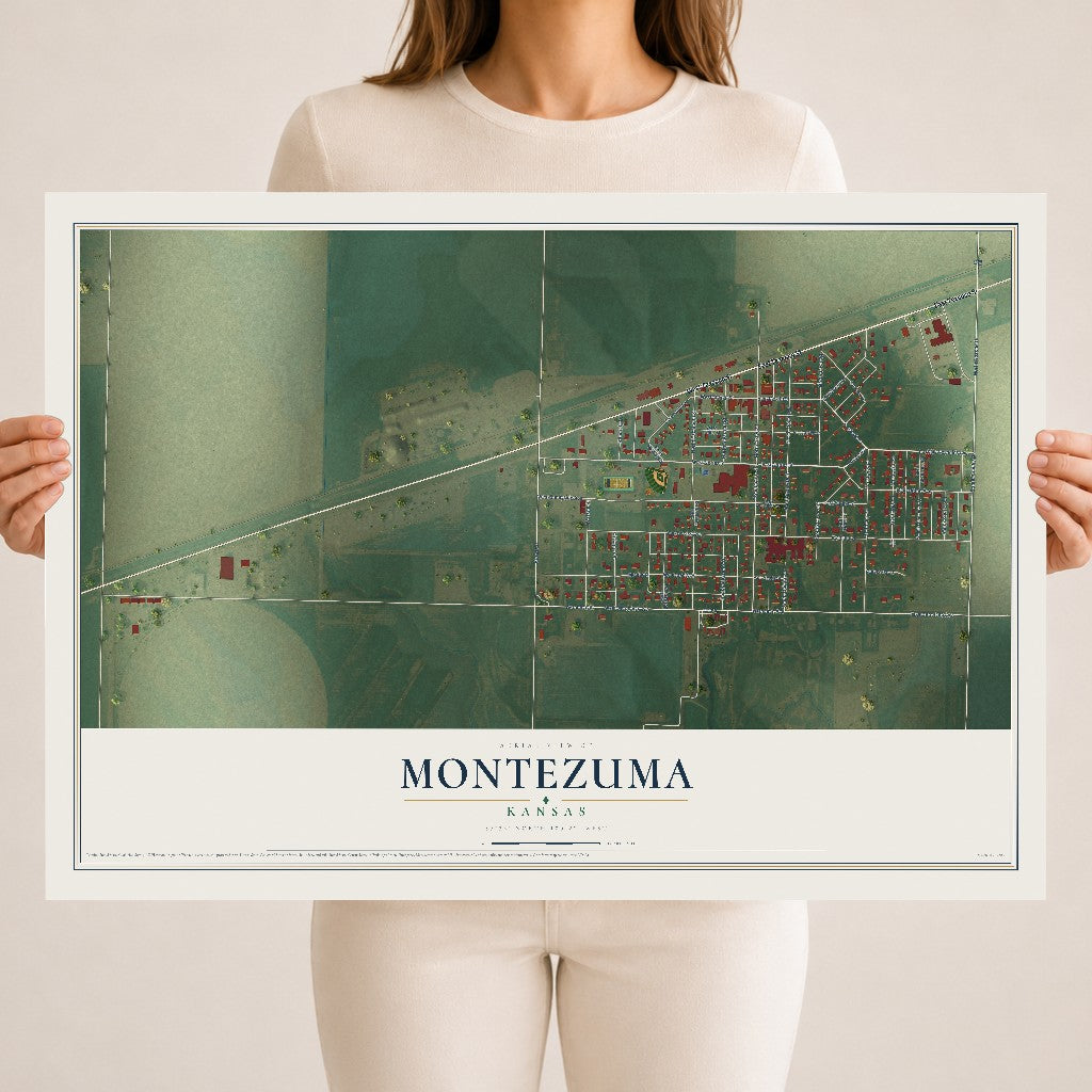 Map of Montezuma, Kansas, 18 x 24 inch unframed archival matte print