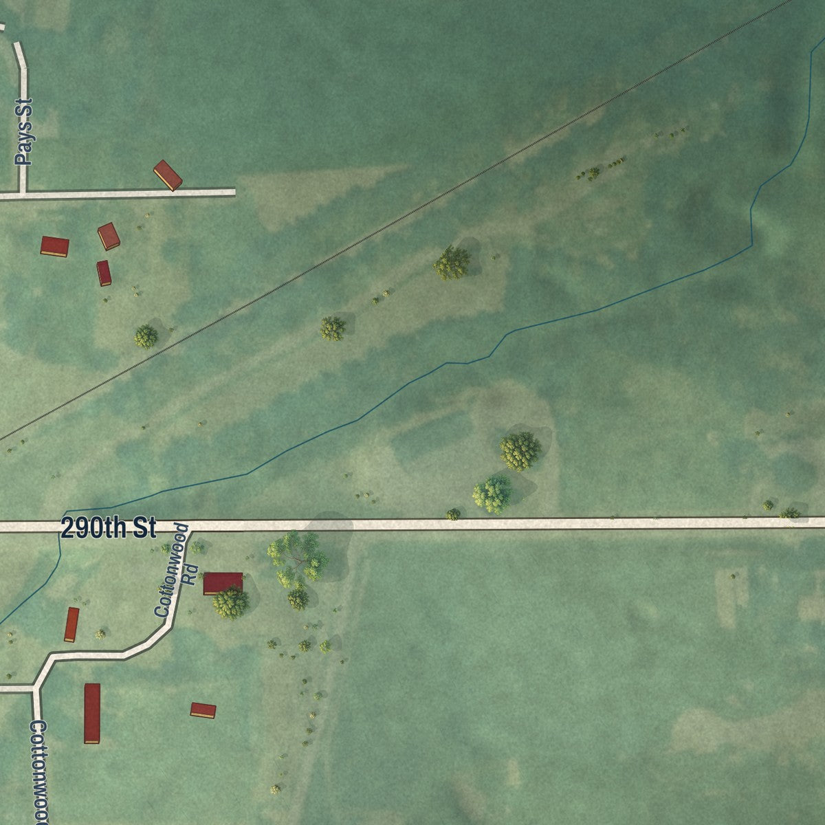 Second close-up of the map of Morrill, Kansas print showing more streets and buildings