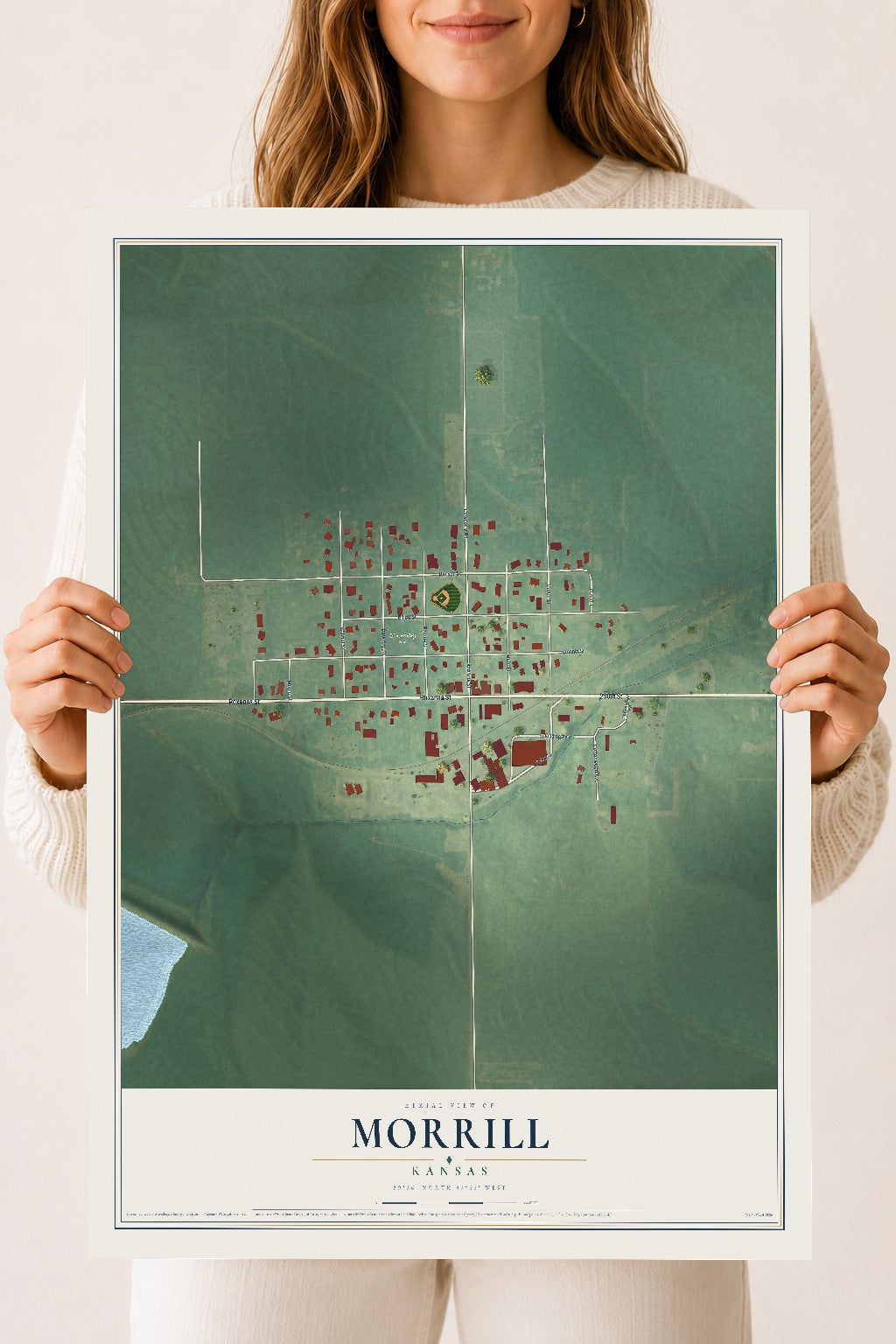 Map of Morrill, Kansas, 18 x 24 inch unframed archival matte print