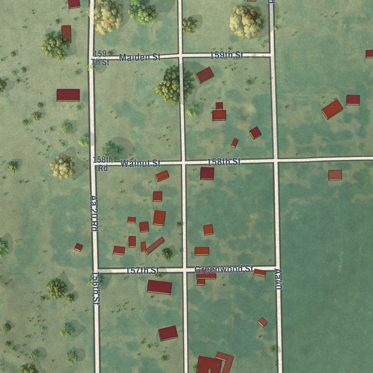 Close-up of the map of Neal, Kansas print showing street and building detail