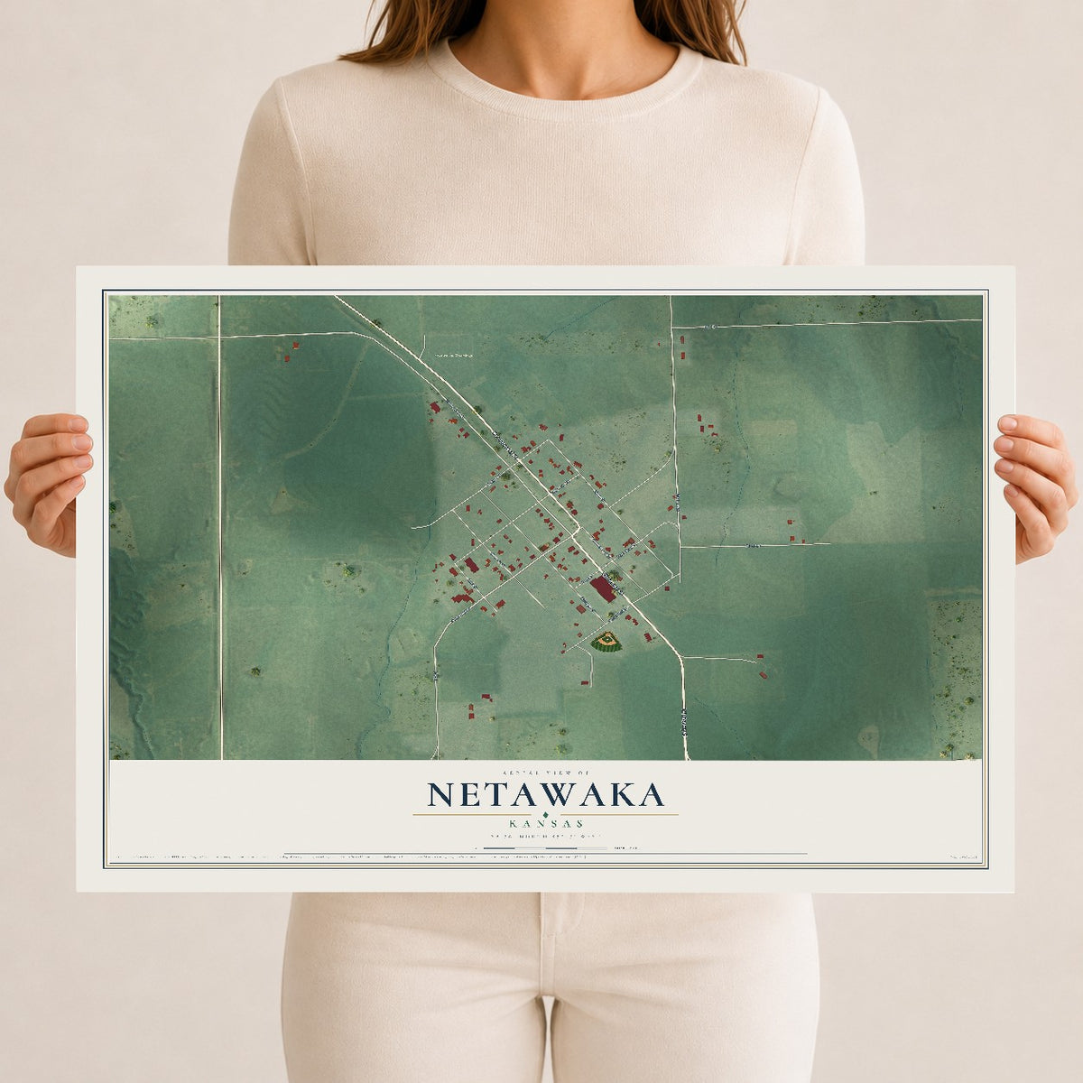 Map of Netawaka, Kansas, 12 x 18 inch unframed archival matte print