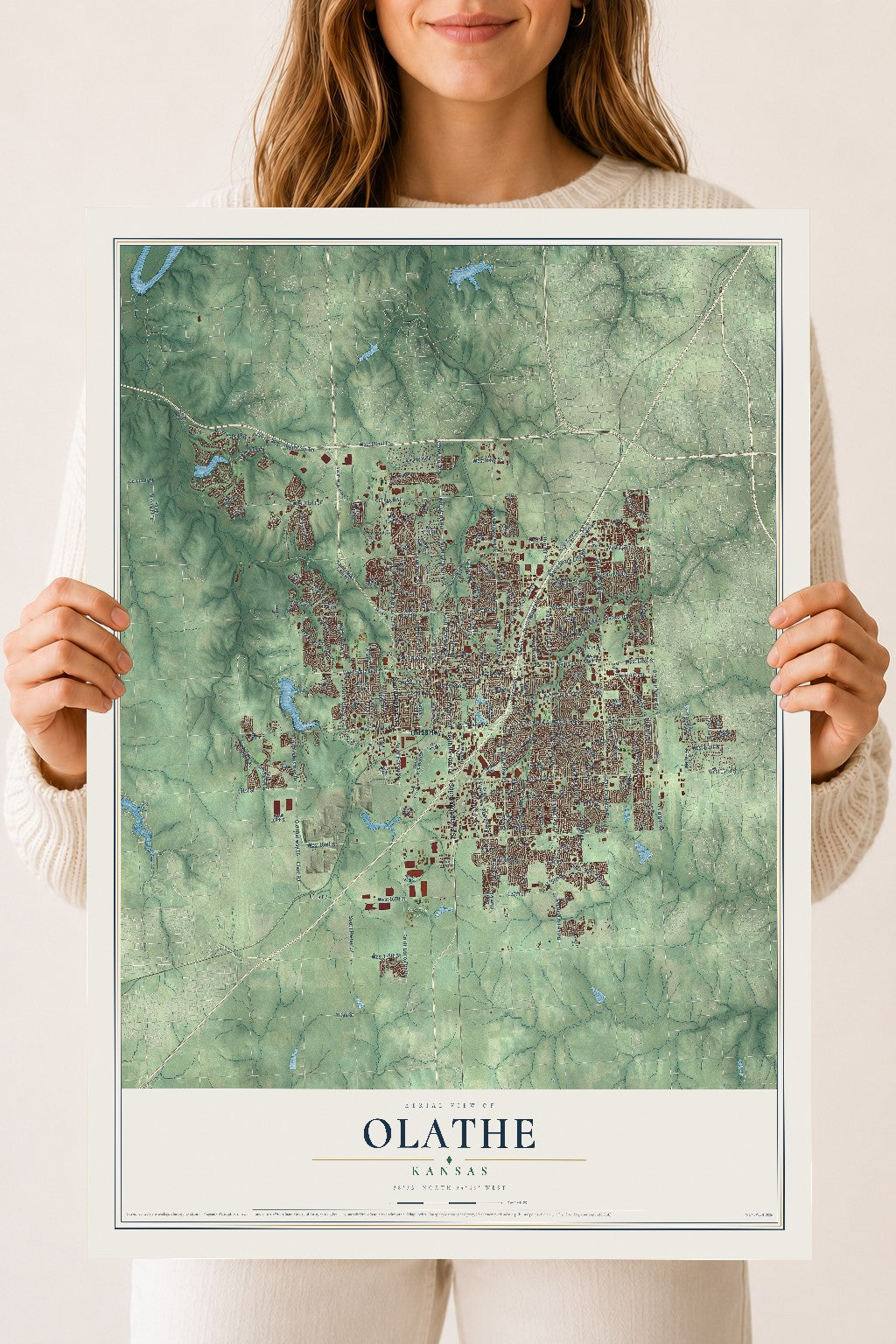 Map of Olathe, Kansas, 18 x 24 inch unframed archival matte print