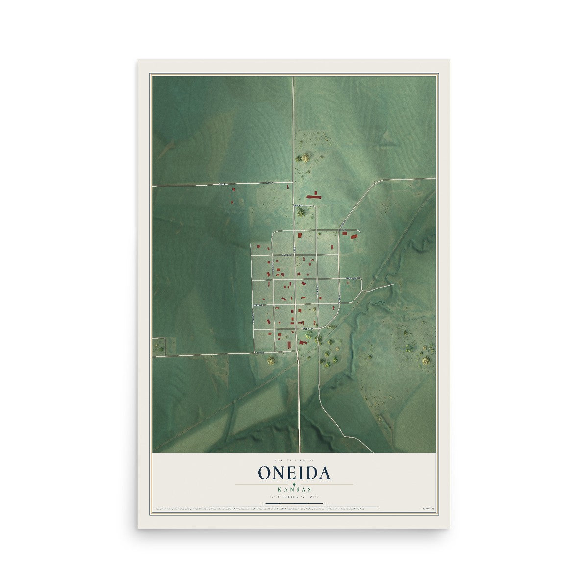 Map of Oneida, Kansas, 12 x 18 inch unframed archival matte print
