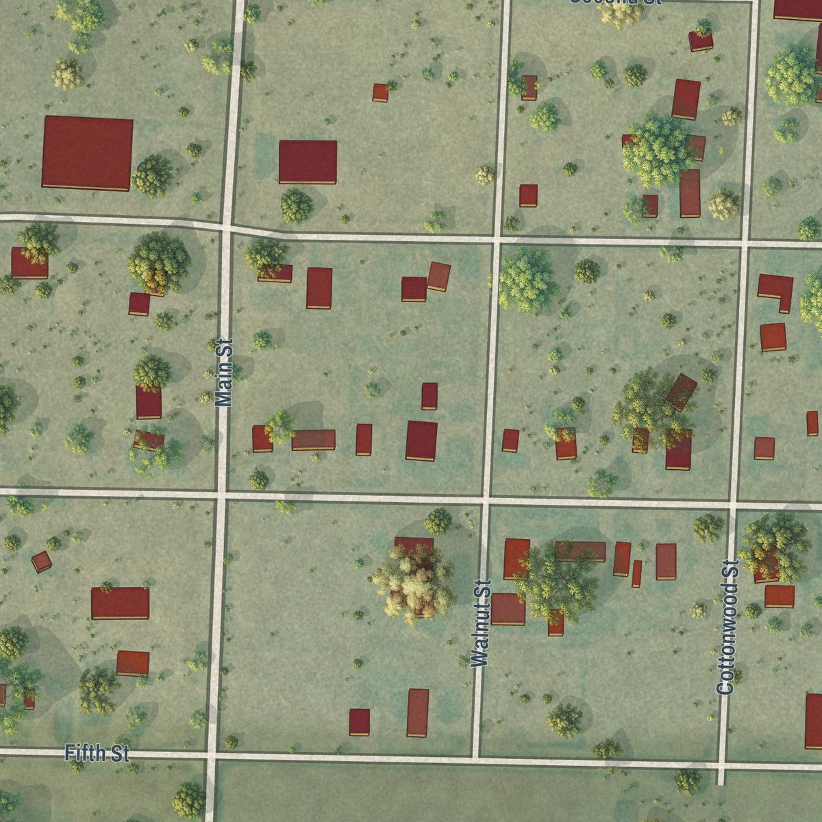 Close-up of the map of Park, Kansas print showing street and building detail