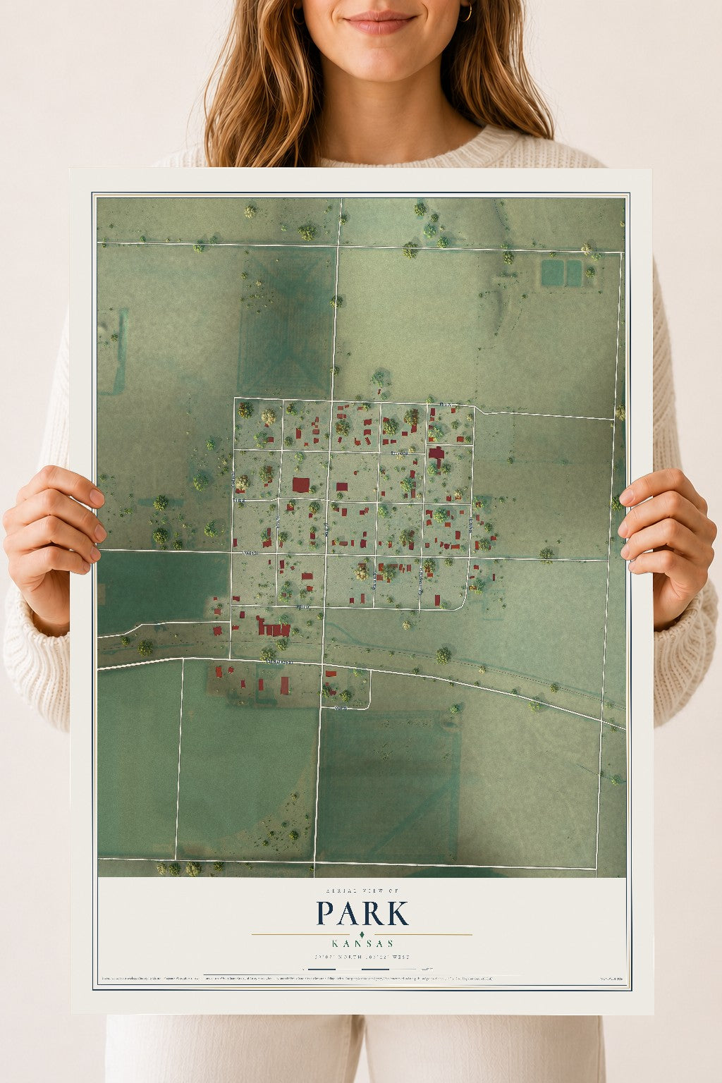 Map of Park, Kansas, 18 x 24 inch unframed archival matte print