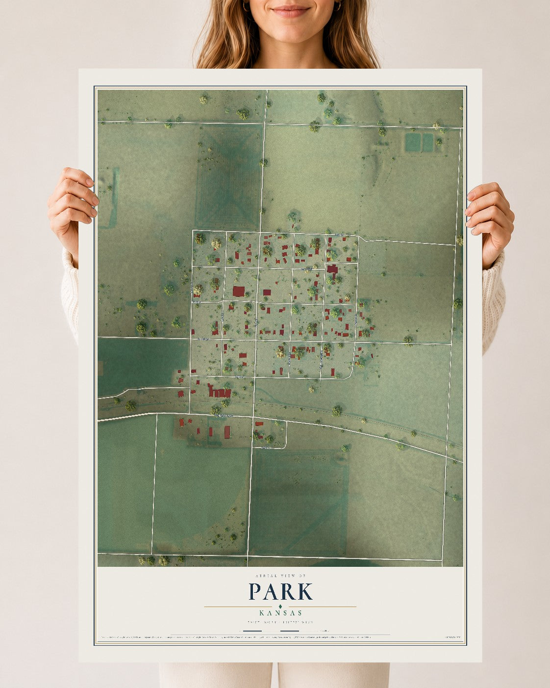 Map of Park, Kansas, 24 x 36 inch unframed archival matte print