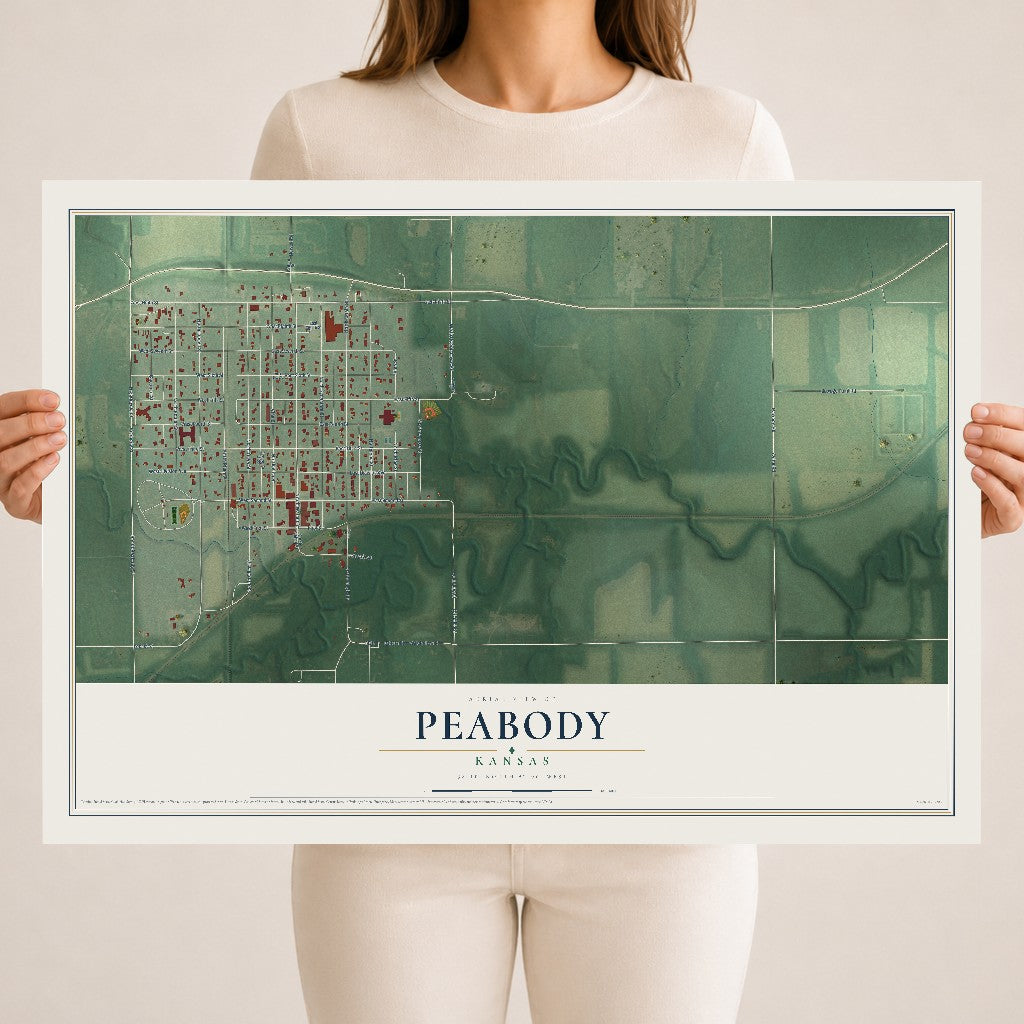 Map of Peabody, Kansas, 18 x 24 inch unframed archival matte print