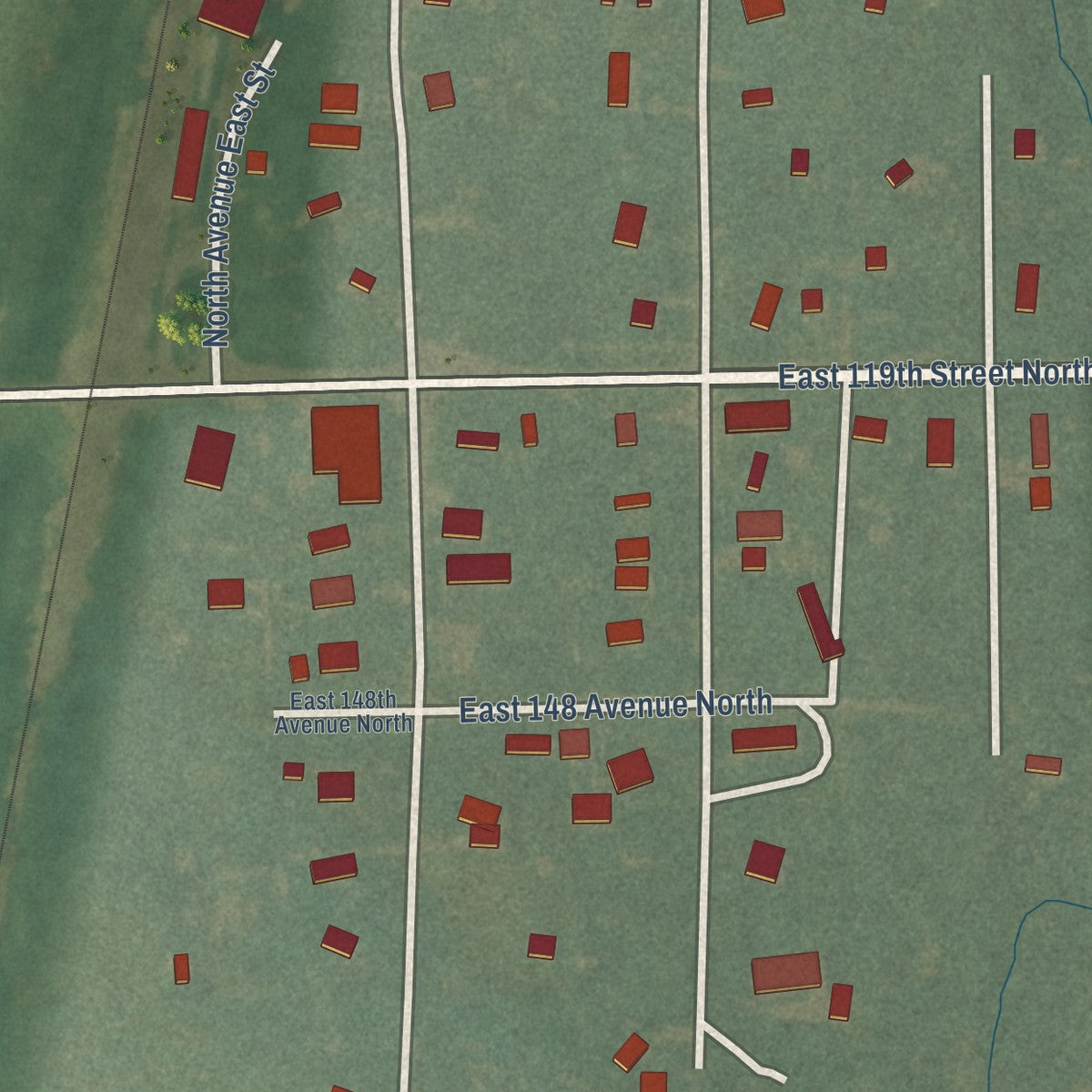 Close-up of the map of Peck, Kansas print showing street and building detail