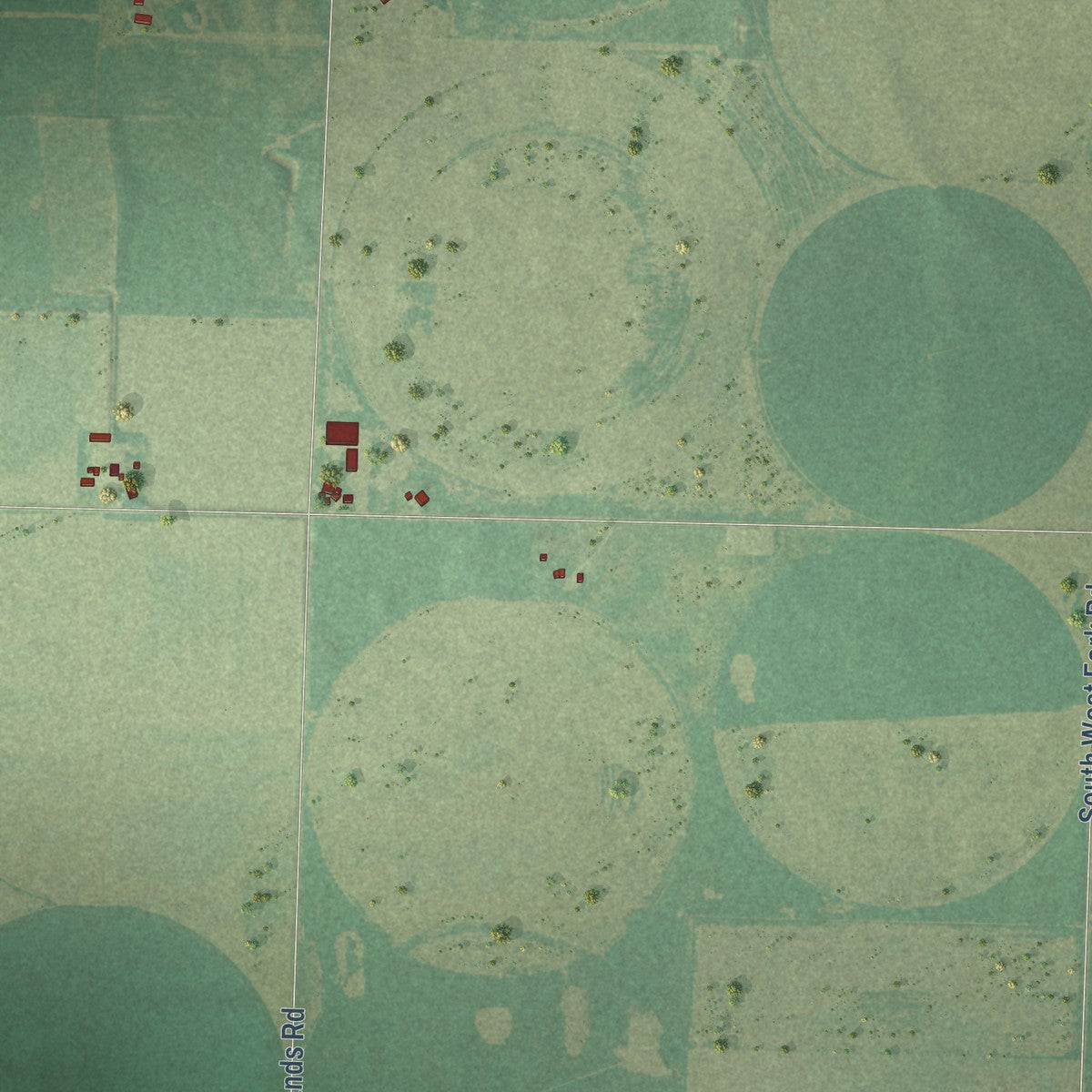 Close-up of the map of Plymell, Kansas print showing street and building detail