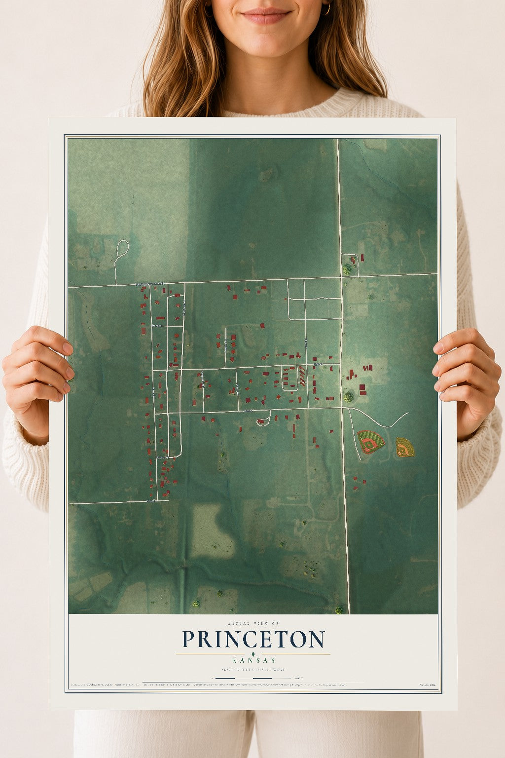 Map of Princeton, Kansas, 18 x 24 inch unframed archival matte print