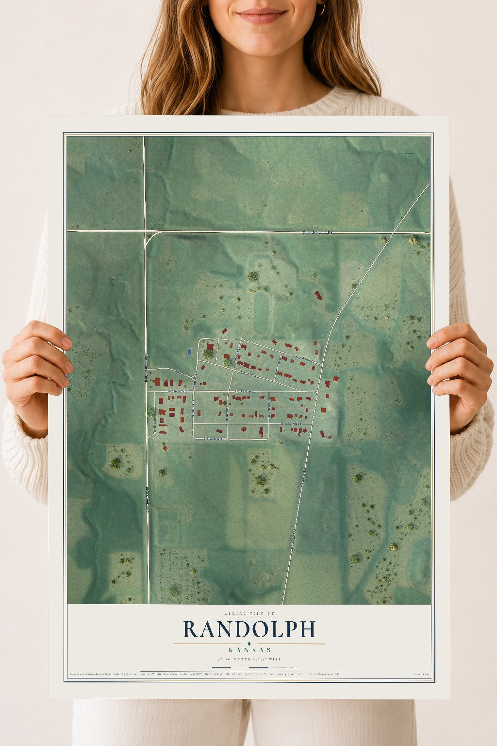 Map of Randolph, Kansas, 18 x 24 inch unframed archival matte print