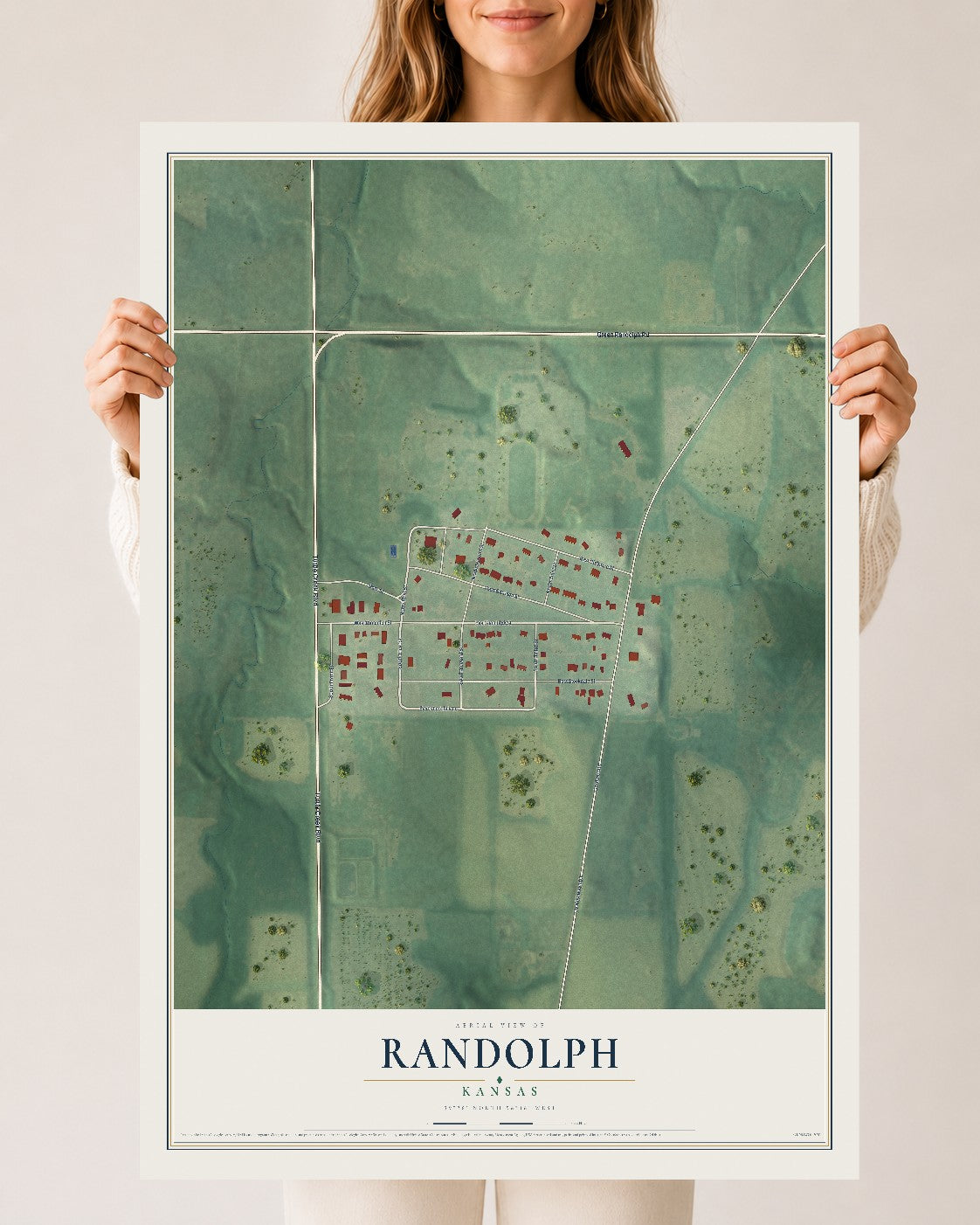 Map of Randolph, Kansas, 24 x 36 inch unframed archival matte print